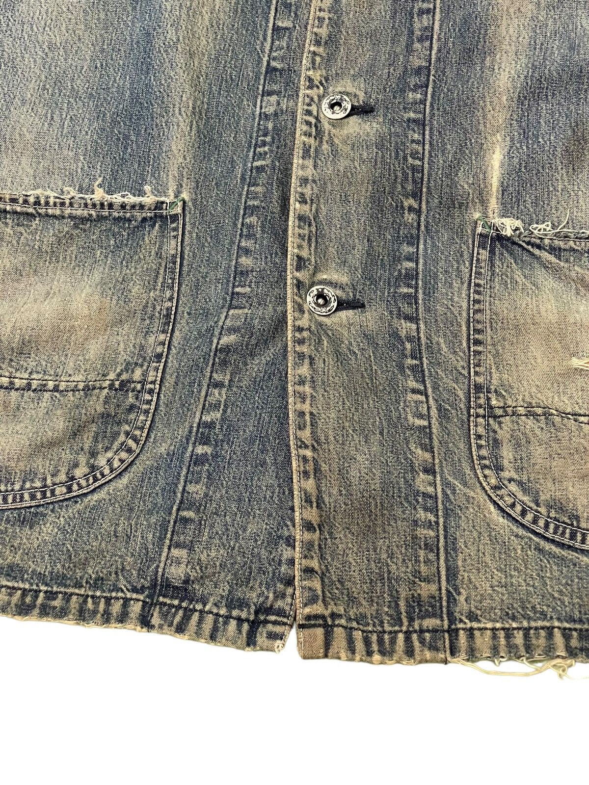 Sugar Cane Damaged Faded Sugar Canes Chore Jacket Distress Denim 5🟩8 Size US L / EU 52-54 / 3 - 7 Thumbnail