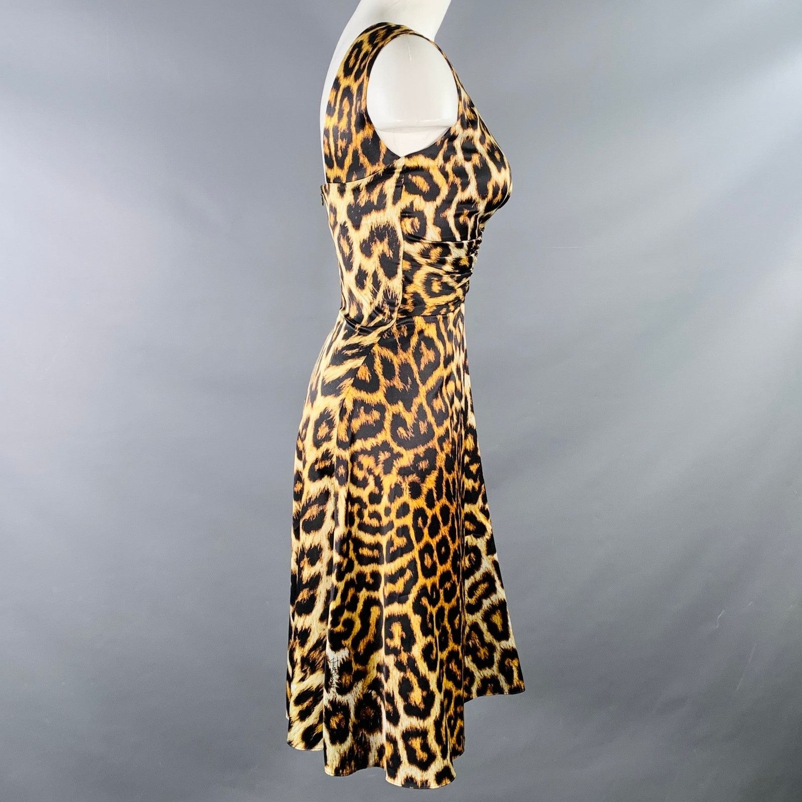 Just Cavalli Polyester Animal Print Ruched Sleeveless Keyhole Dress Size XS / US 0-2 / IT 36-38 - 3 Thumbnail