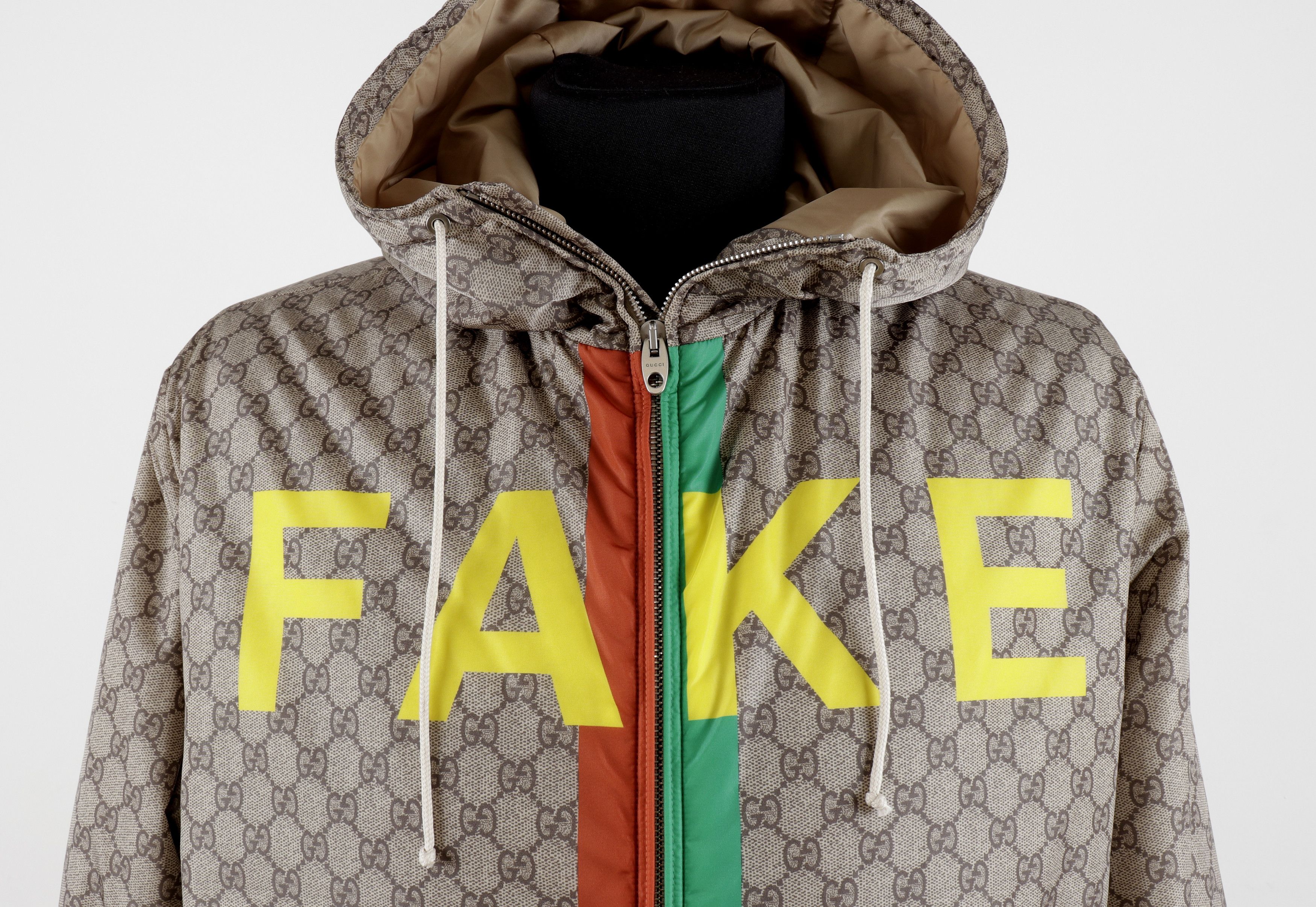Gucci NWOT Gucci "FAKE NOT" Web Beige GG Monogram Jacket Size US L / EU 52-54 / 3 - 7 Thumbnail