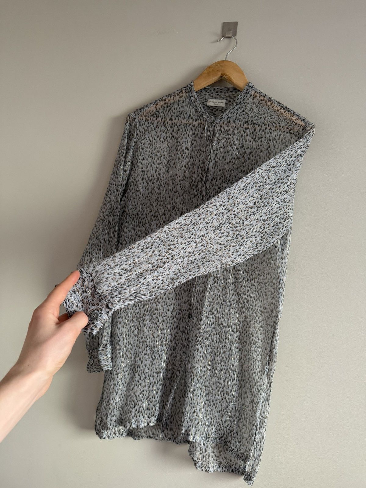 Dries Van Noten Vintage Dries Van Noten Sheer Metallic Print Blouse Size S / US 4 / IT 40 - 4 Thumbnail