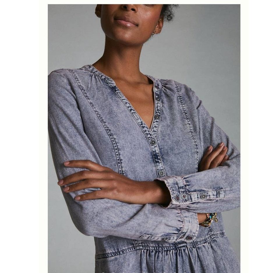 Anthropologie PILCRO Lorelei Tunic Dress $148 SIZE 2 Lavender Henley Style Size XS / US 0-2 / IT 36-38 - 2 Thumbnail