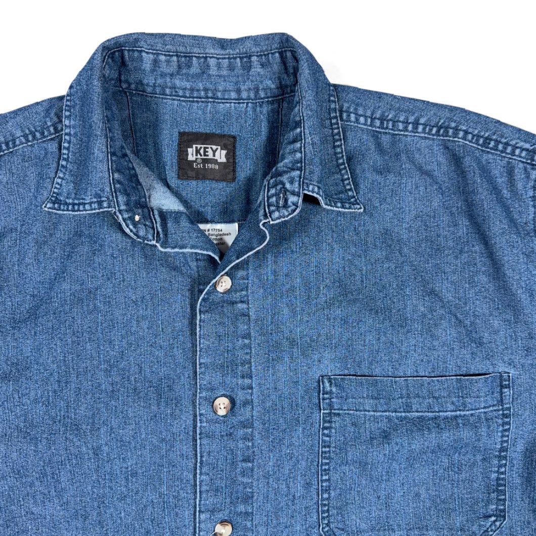 Vintage VINTAGE Key Shirt Adult LARGE Blue Chambray Workwear Outdoor Denim Style Y2K Shirt Mens Size US L / EU 52-54 / 3 - 2 Thumbnail