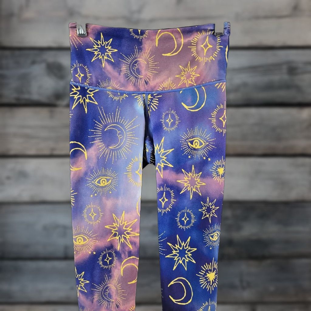 Victoria's Secret Victoria's Secret Sport Leggings Womens XS Celestial Blue Yellow Mid Rise Multicolor 7/8 Activewear Size 26" / US 2 / IT 38 - 1 Thumbnail