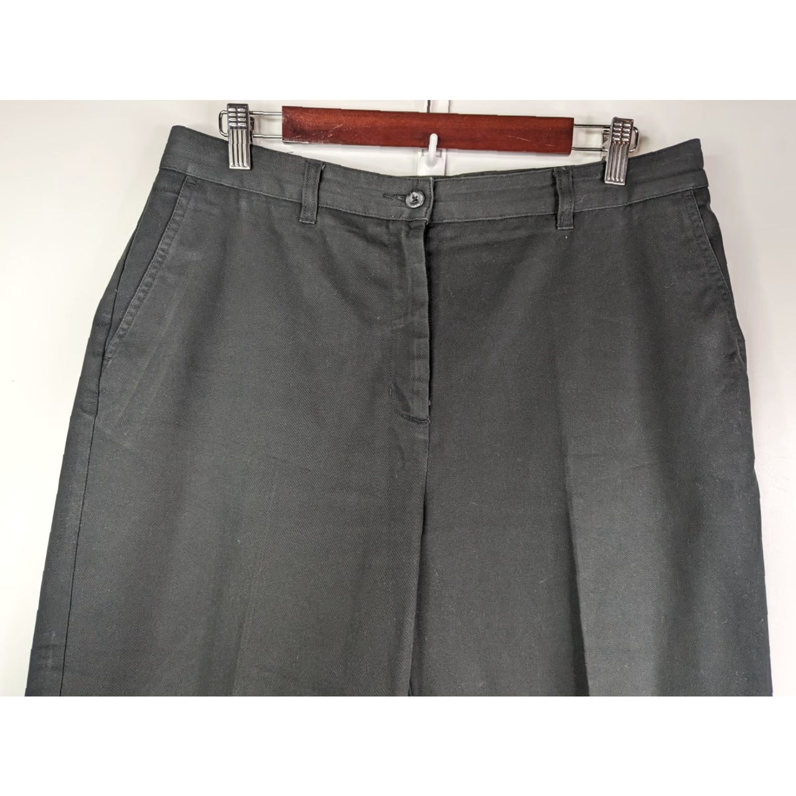Eddie Bauer Eddie Bauer Flat Front Twill Pants Black Cotton Women's 14 Flat Front Khakis Chinos 30 1/4" Inseam Size 36" / US 14 / IT 50 - 2 Thumbnail