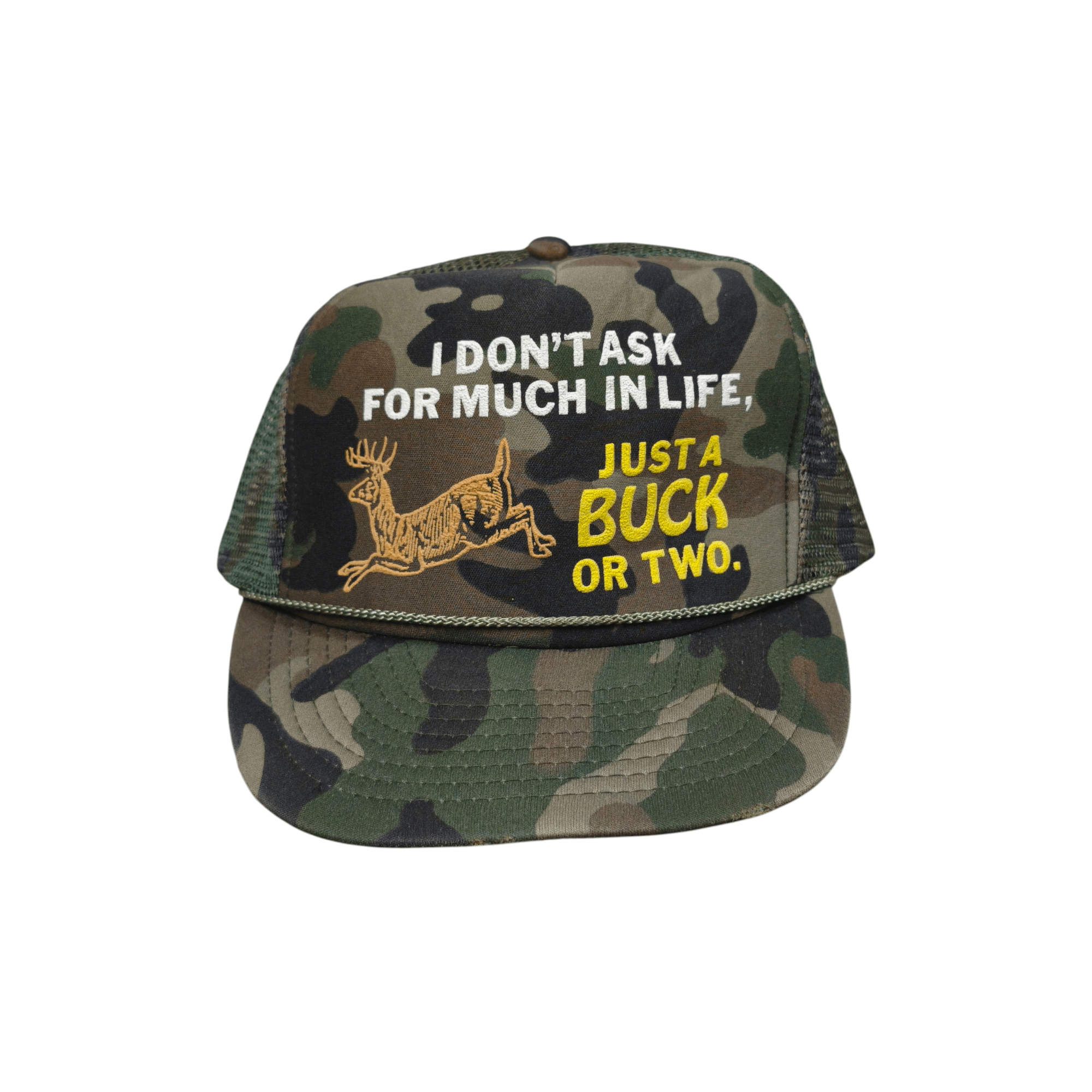 Vintage Vintage 80s Camo Trucker Hat Deer Hunting Mesh Snapback Size ONE SIZE - 1 Thumbnail