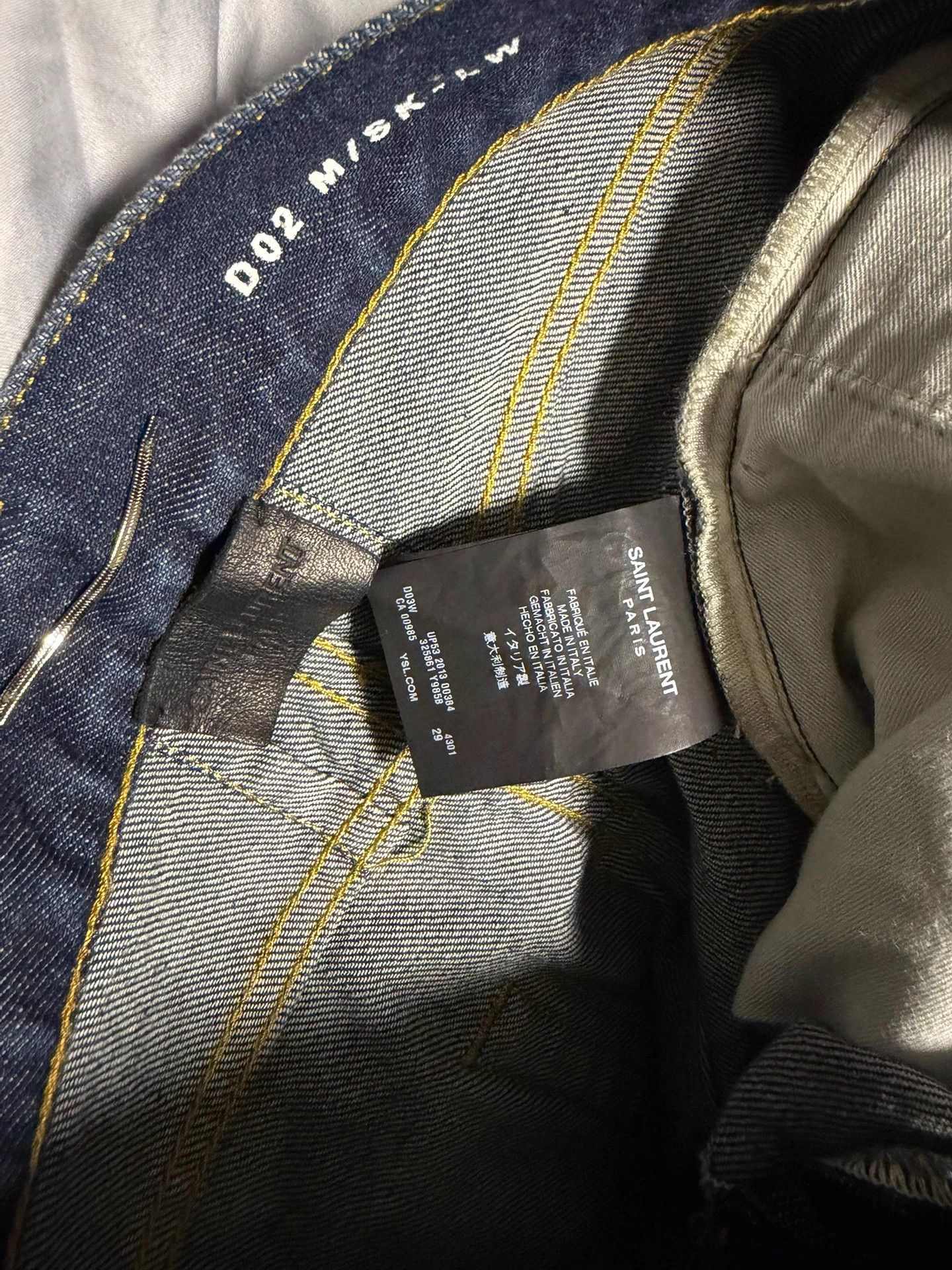 Saint Laurent Paris SLP 13AW Blue Washed Oil Stain Distressed Jeans Size US 29 - 3 Thumbnail