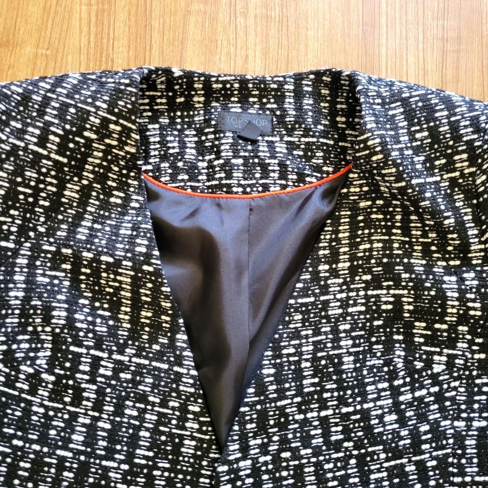 Topshop Topshop Blazer Womens 6 Black White Tweed Open Front Career Business Suit Jacket Shirt Ladies Blazer Womens Classic Vintage false Size M / US 6-8 / IT 42-44 - 3 Thumbnail