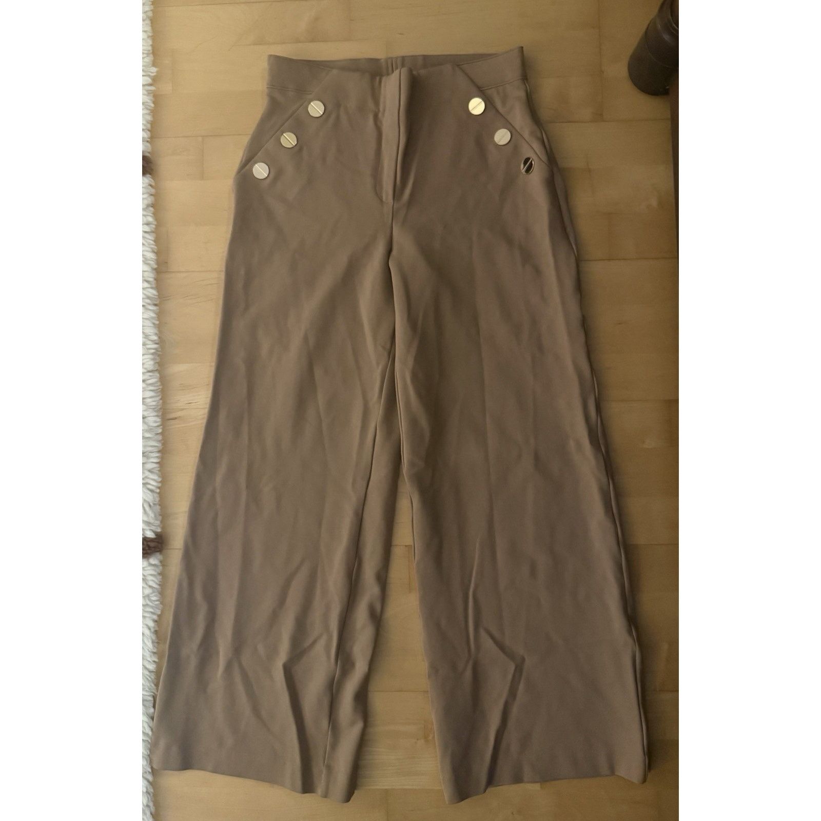 Spanx SPANX Perfect Pant Ponte Button Front Wide Leg Tan M Size 28" / US 6 / IT 42 - 3 Thumbnail