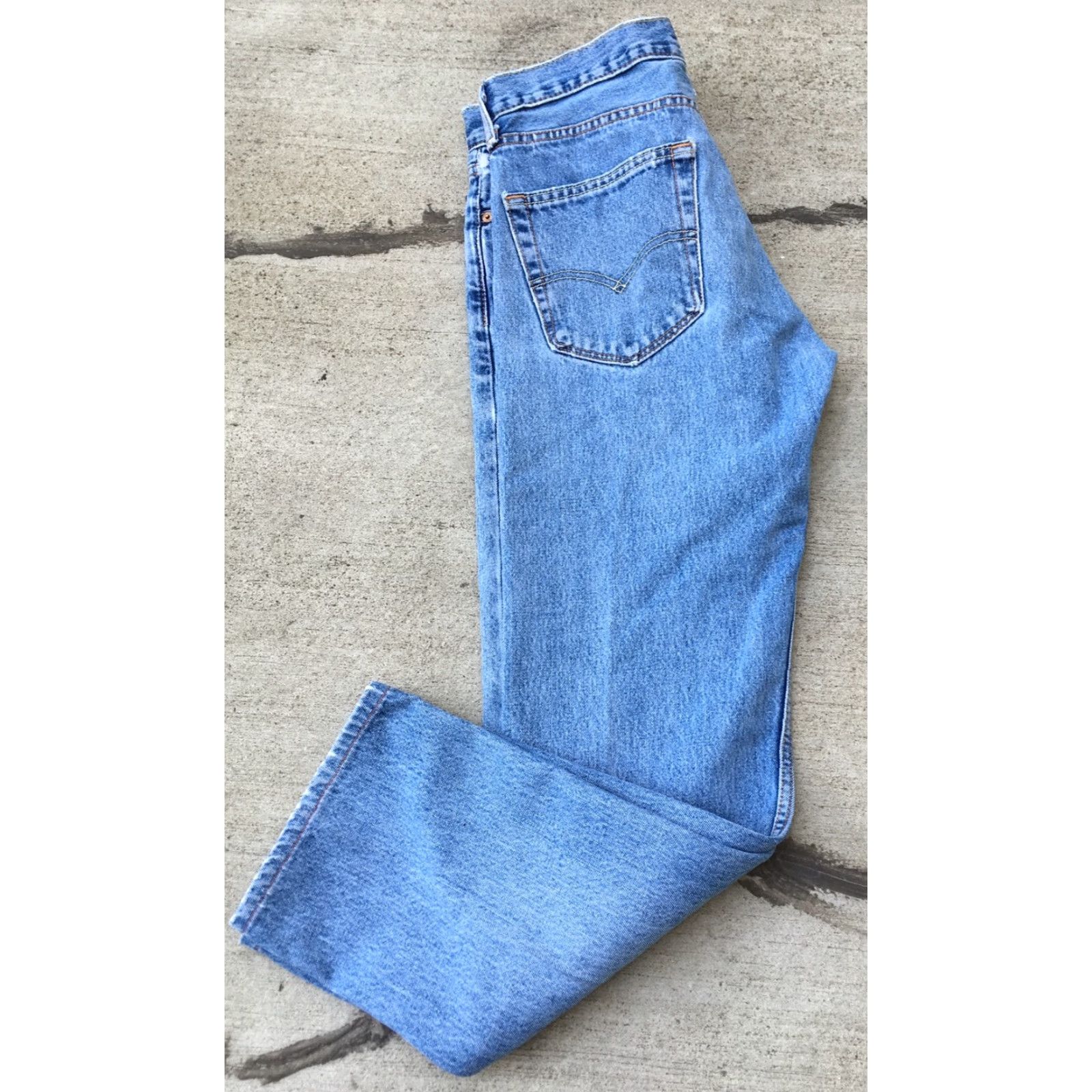 Levi's VINTAGE Levi's 505 Jeans Distressed Straight Leg Jeans Mens Regular 31x32 Blue Denim Distressed 90s Theme Size US 31 - 3 Thumbnail