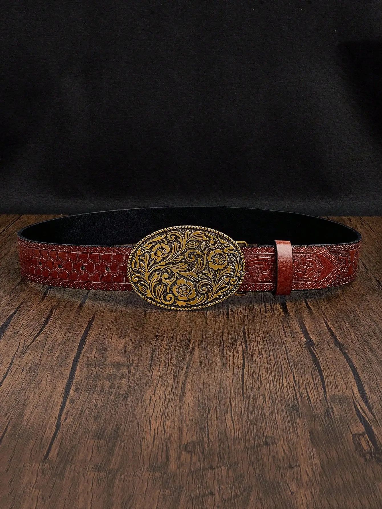 Leather Casual Round Buckle Belt Size ONE SIZE - 5 Thumbnail