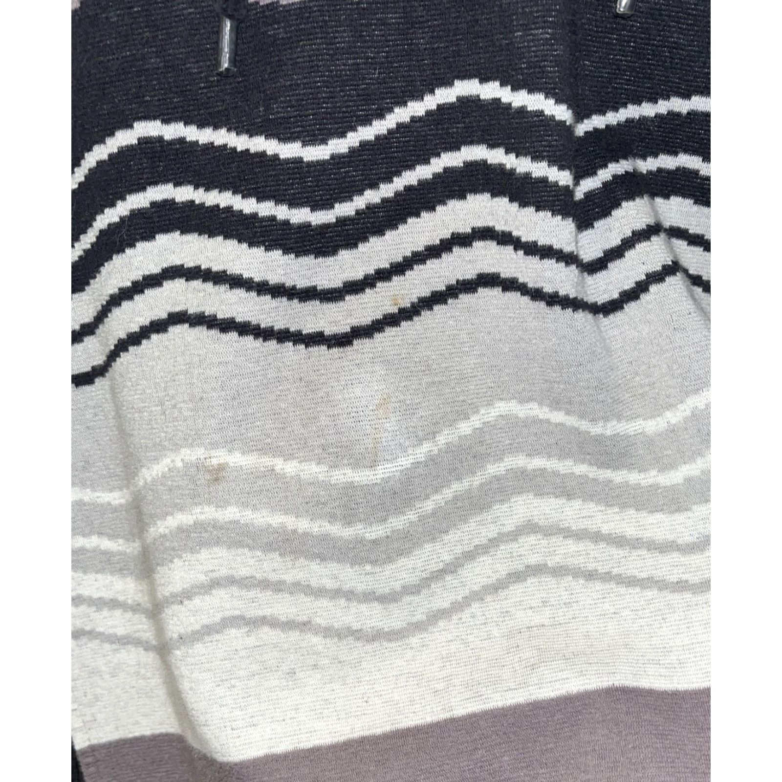 Vintage Play Cloths Mens Large Hooded Sweatshirt - Black Gray White Wavy Stripe Pullover Hip Hop Style Casual Winter Fall Spring Summer Size US L / EU 52-54 / 3 - 8 Thumbnail