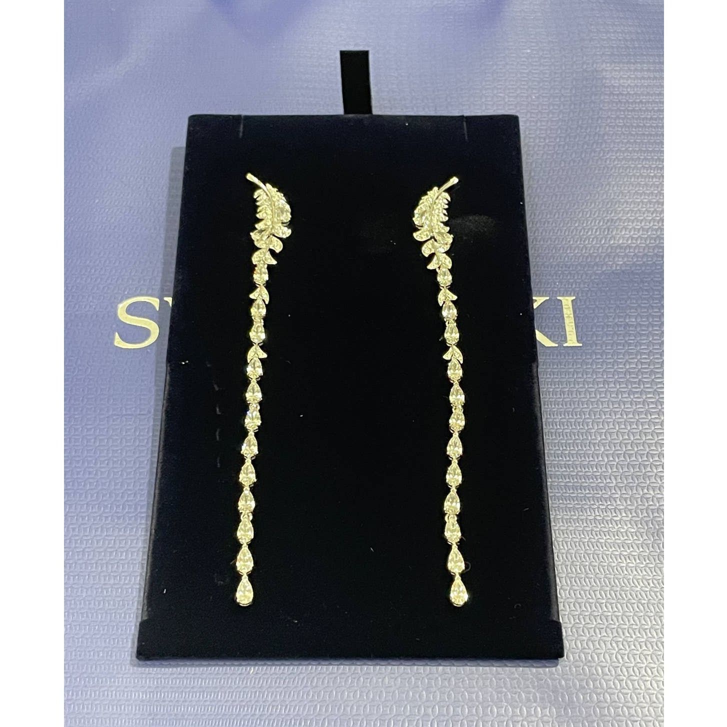 Swarovski Swarovski Feather Nice Pierced Earrings White Rhodium Plated Size ONE SIZE - 3 Thumbnail