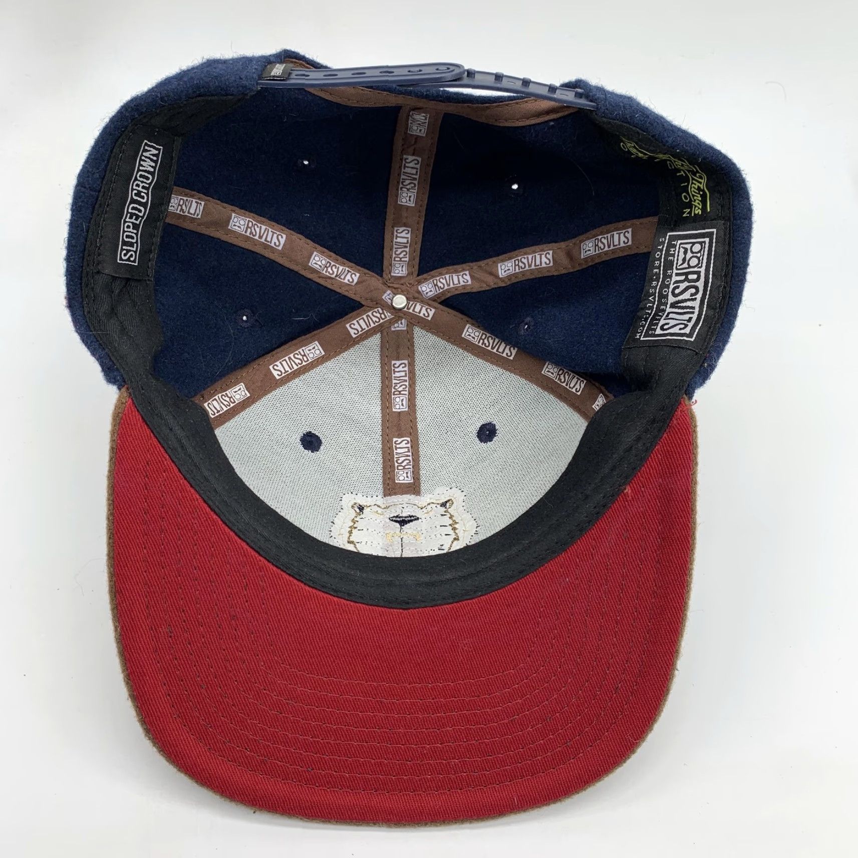 FELT RSVLTS Hat Cap Snap Back Mens Blue Wool Felt Bear Logo One Size Dare Mighty Men Black? Size ONE SIZE - 5 Thumbnail