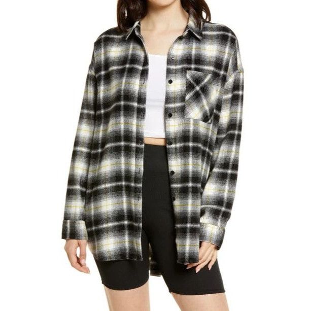 Other BP. Boyfriend Plaid Button-up Shirt in Ivory- Black Marley P Size XS / US 0-2 / IT 36-38 - 1 Thumbnail