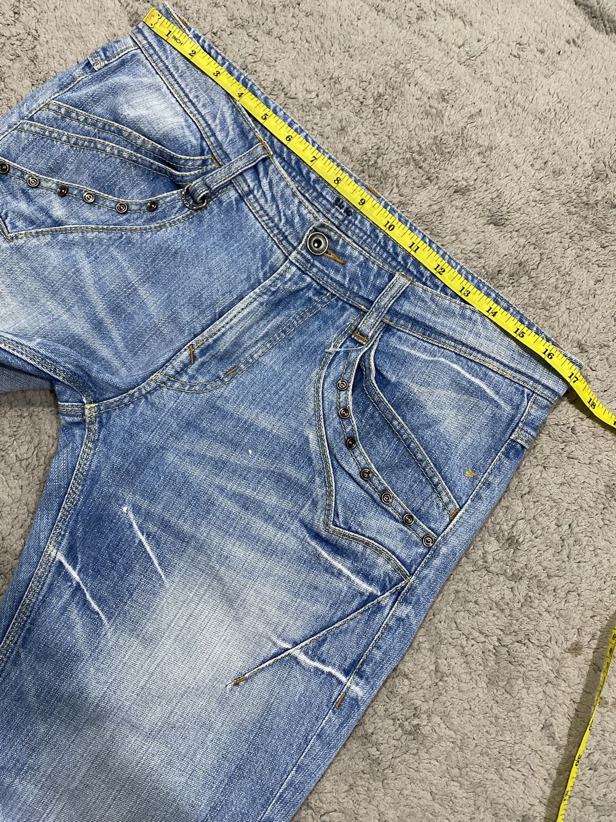 If Six Was Nine Nicole Club For Men Flared Studded Punk Style Jeans Denim Size US 34 / EU 50 - 19 Thumbnail