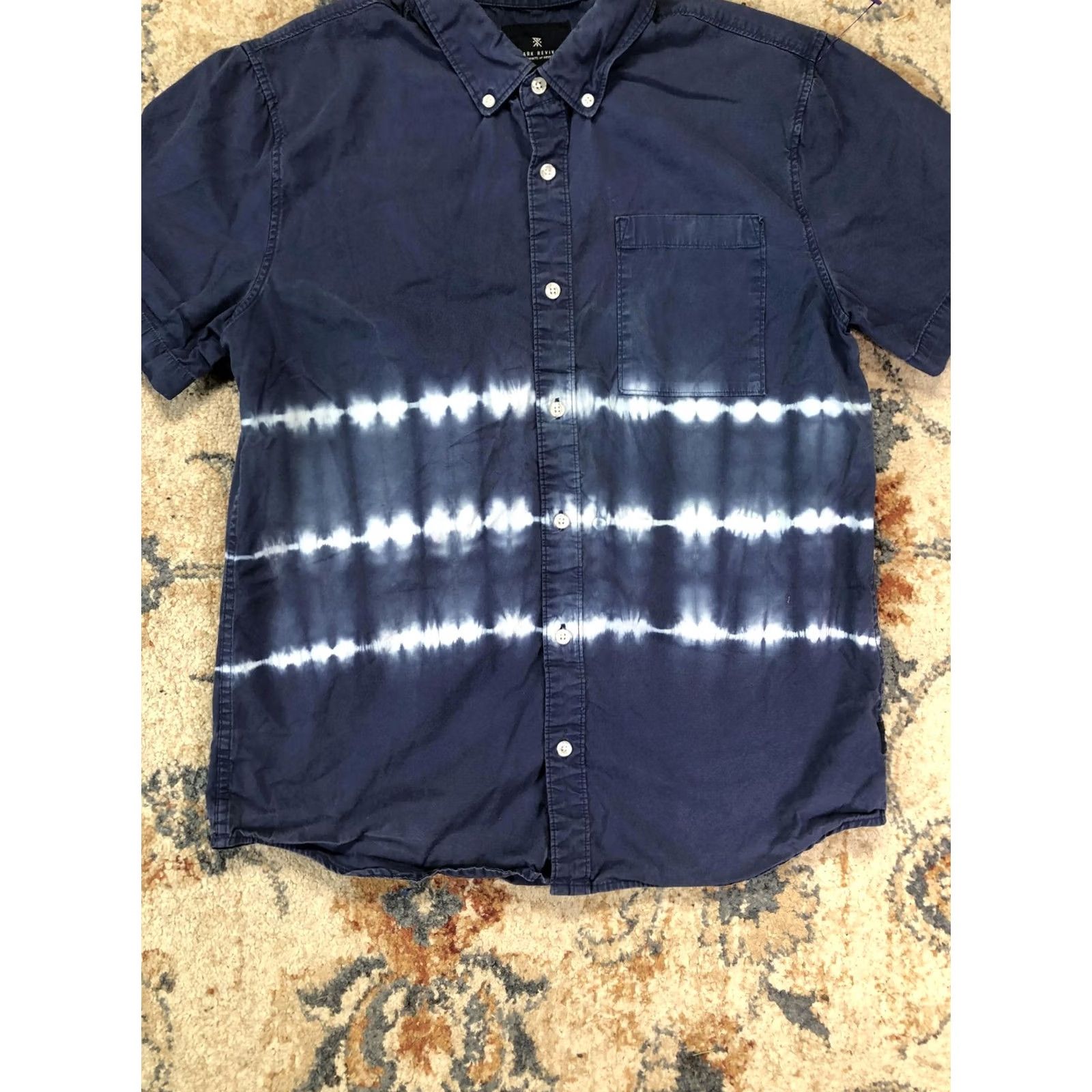 Vintage Roark Revival Shirt Mens M Blue Tie Dye Short Sleeve Button-Down Casual Size US M / EU 48-50 / 2 - 5 Thumbnail