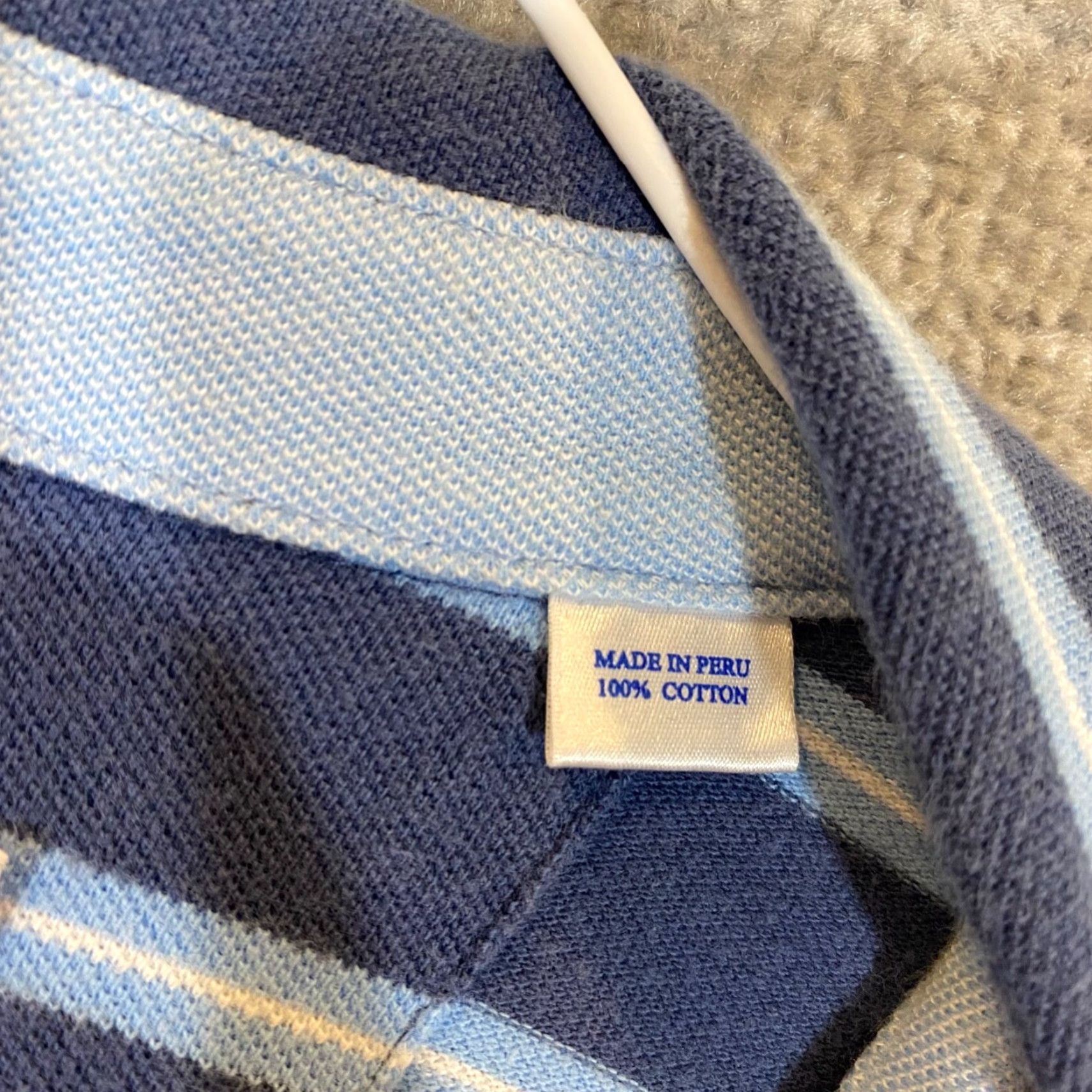 Southern Tide Southern Tide Polo Beachside Mens Medium Trim Blue White Striped Golf Shirt S/S Size US M / EU 48-50 / 2 - 7 Thumbnail