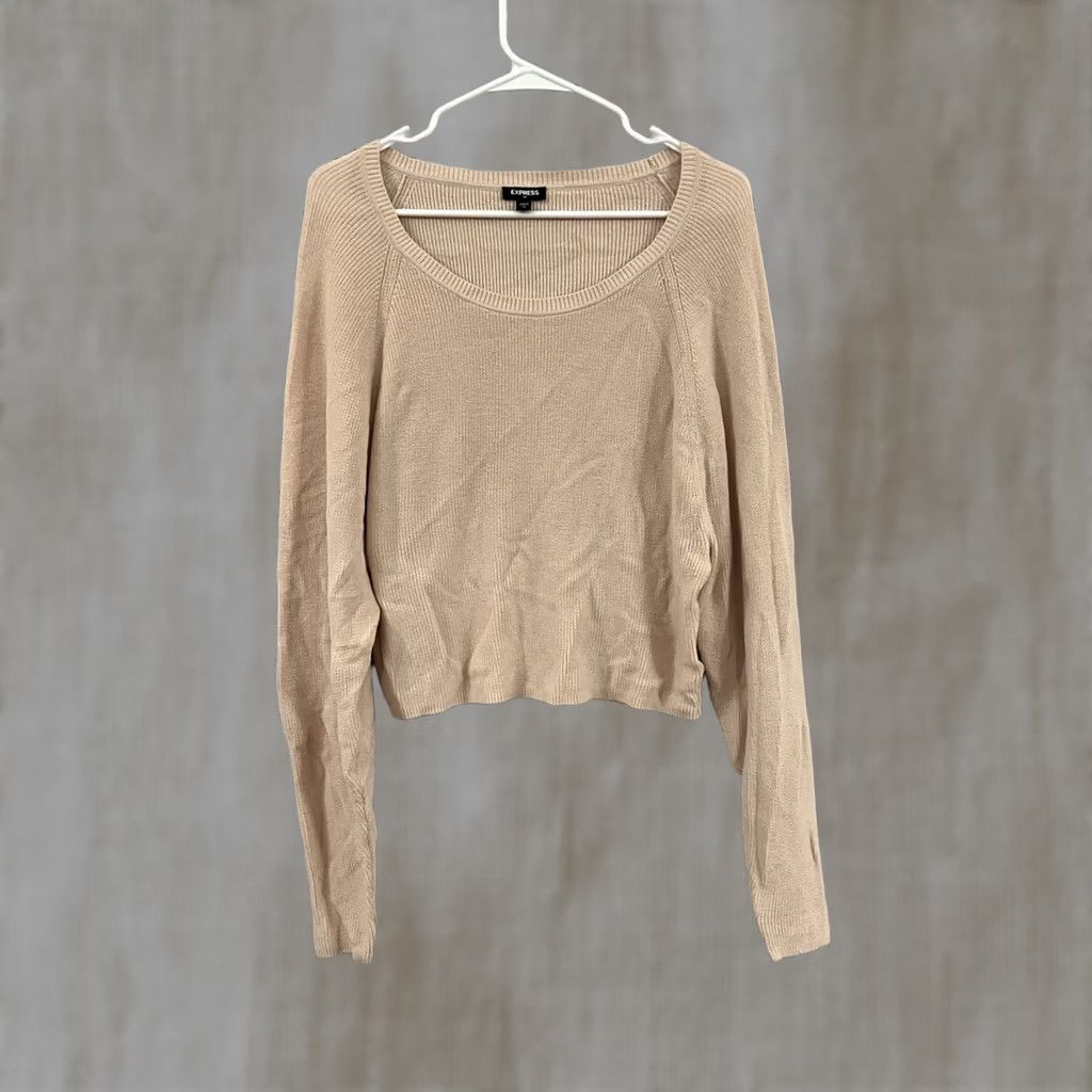 Express EXPRESS Pink knit sweater XS Women Pullover Balloon Sleeve Cable-Knit Size XS / US 0-2 / IT 36-38 - 1 Thumbnail