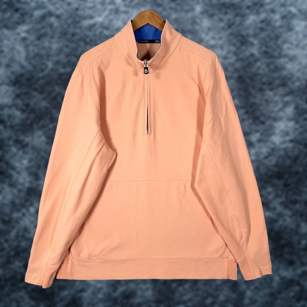 Vintage B. DRADDY Sweatshirt Mens 2XL Orange 1/4 Zip Mock Neck Fleece Pullover with Pockets Shirt Size US XXL / EU 58 / 5 - 1 Thumbnail