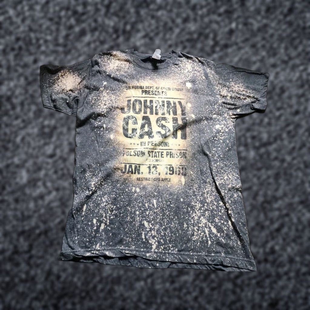 Gildan Johnny Cash Man In Black Bleached T Shirt Adult L Size US L / EU 52-54 / 3 - 1 Thumbnail