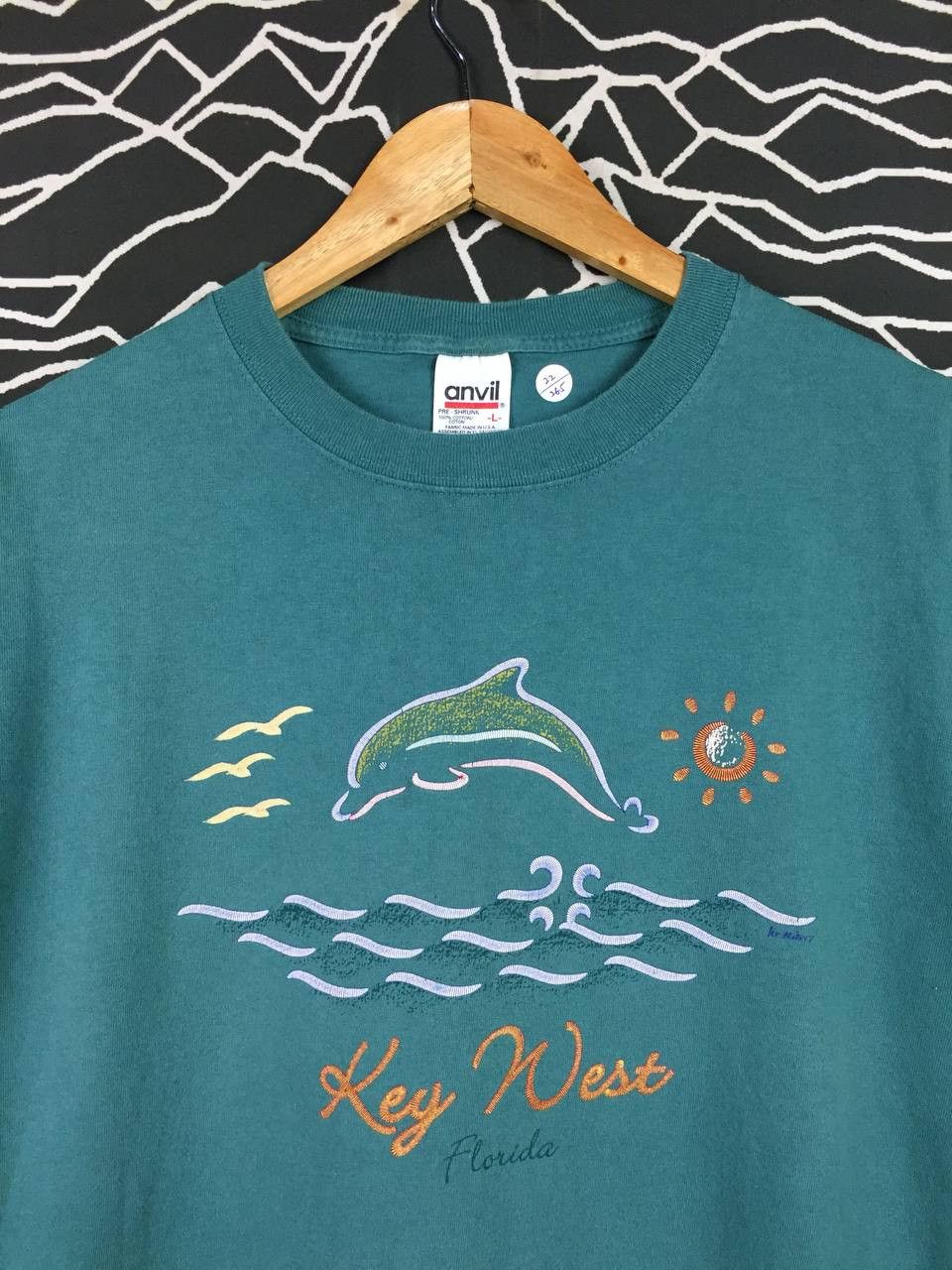 Anvil × Vintage Vtg 90s 00s Key West Florida Dolphin Ocean Sunset Tee Size US L / EU 52-54 / 3 - 3 Thumbnail