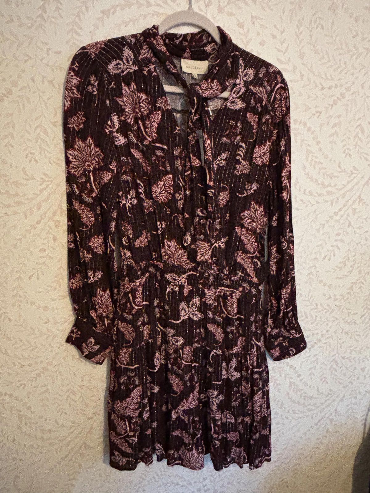 Nordstrom NWT Long Sleeve Floral Print Bow Lurex Dress Size M / US 6-8 / IT 42-44 - 1 Thumbnail