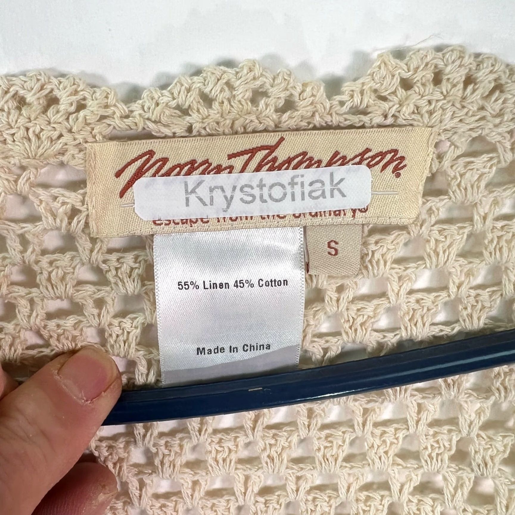 Jim Thompson Norm Thompson Womens Cardigan Sweater Open Knit 3/4 Sleeve Cream Size S Size S / US 4 / IT 40 - 6 Thumbnail