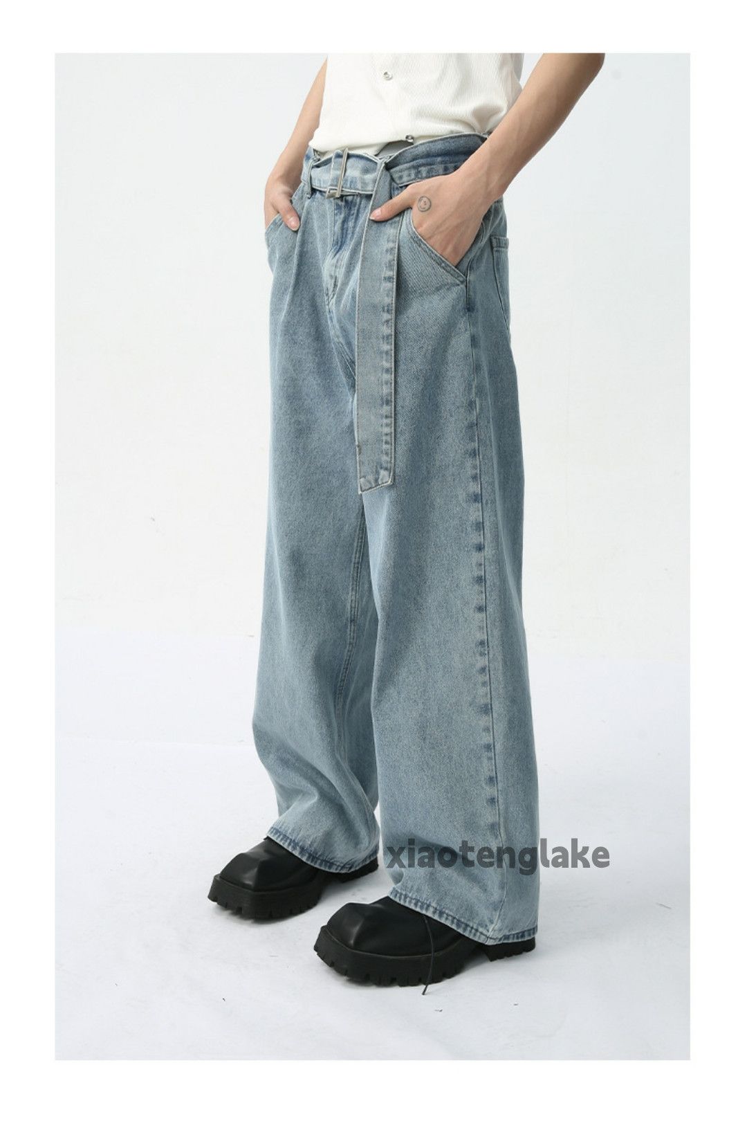 Jean × Vintage washed faded loose baggy skate hiphop yuppie jeans Size US 30 / EU 46 - 2 Thumbnail