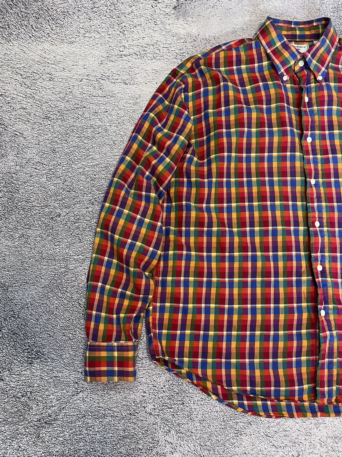 Yves Saint Laurent YSL Yves Saint Laurent Mens L Plaid Shirt Vintage Hong Kong Size US L / EU 52-54 / 3 - 8 Thumbnail