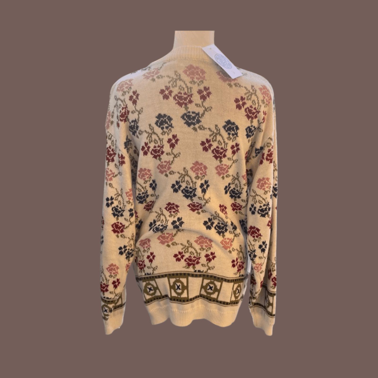 Cabin Creek VTG Knit Sweater | Cabin Creek Floral Cream | 80s Grannycore Size M / US 6-8 / IT 42-44 - 3 Thumbnail