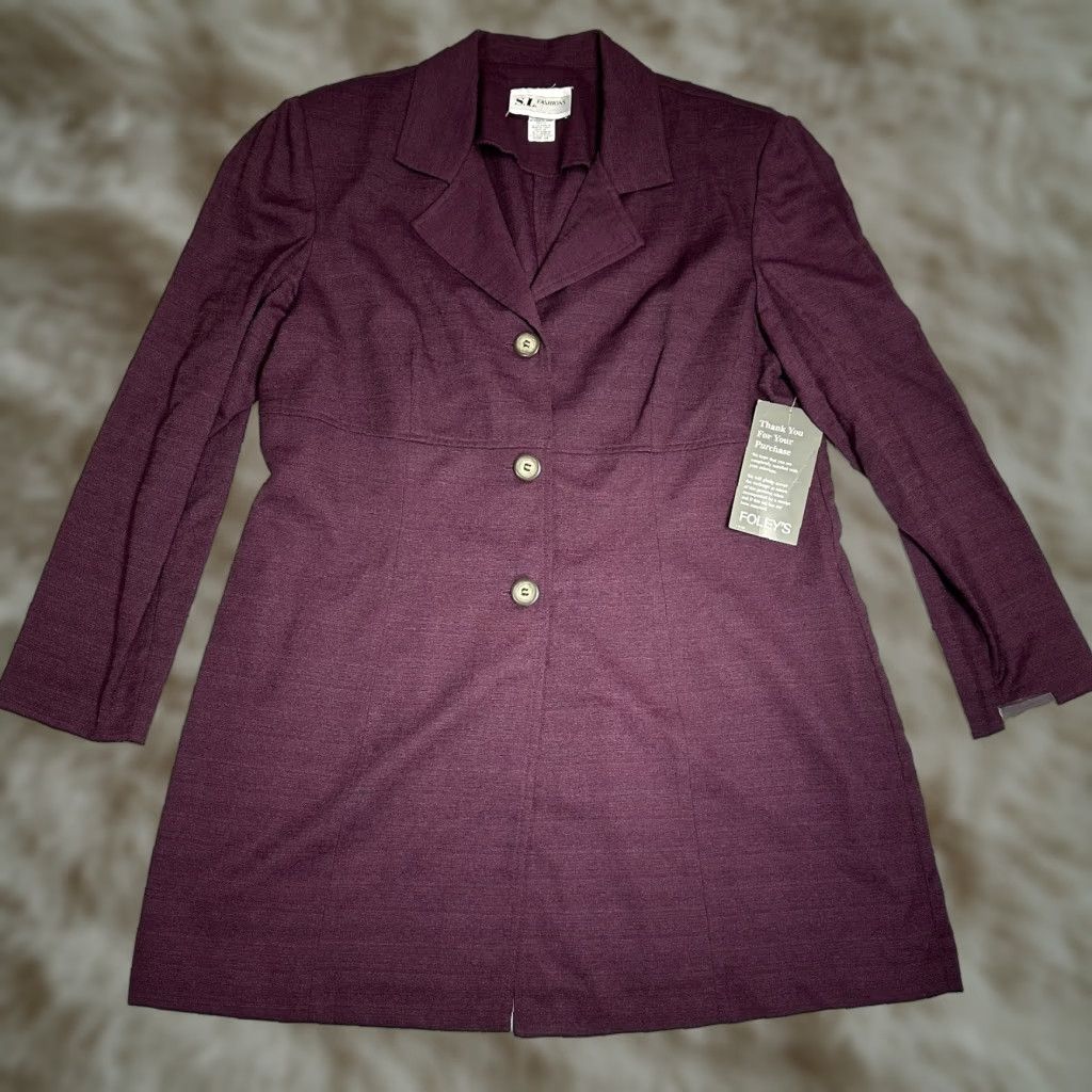 Vintage S.L. Fashions Maroon Jacket Dress Mini Long Sleeve Rayon Blend Women's Sz 18 NWT Size XXL / US 16-18 / IT 52-54 - 1 Thumbnail
