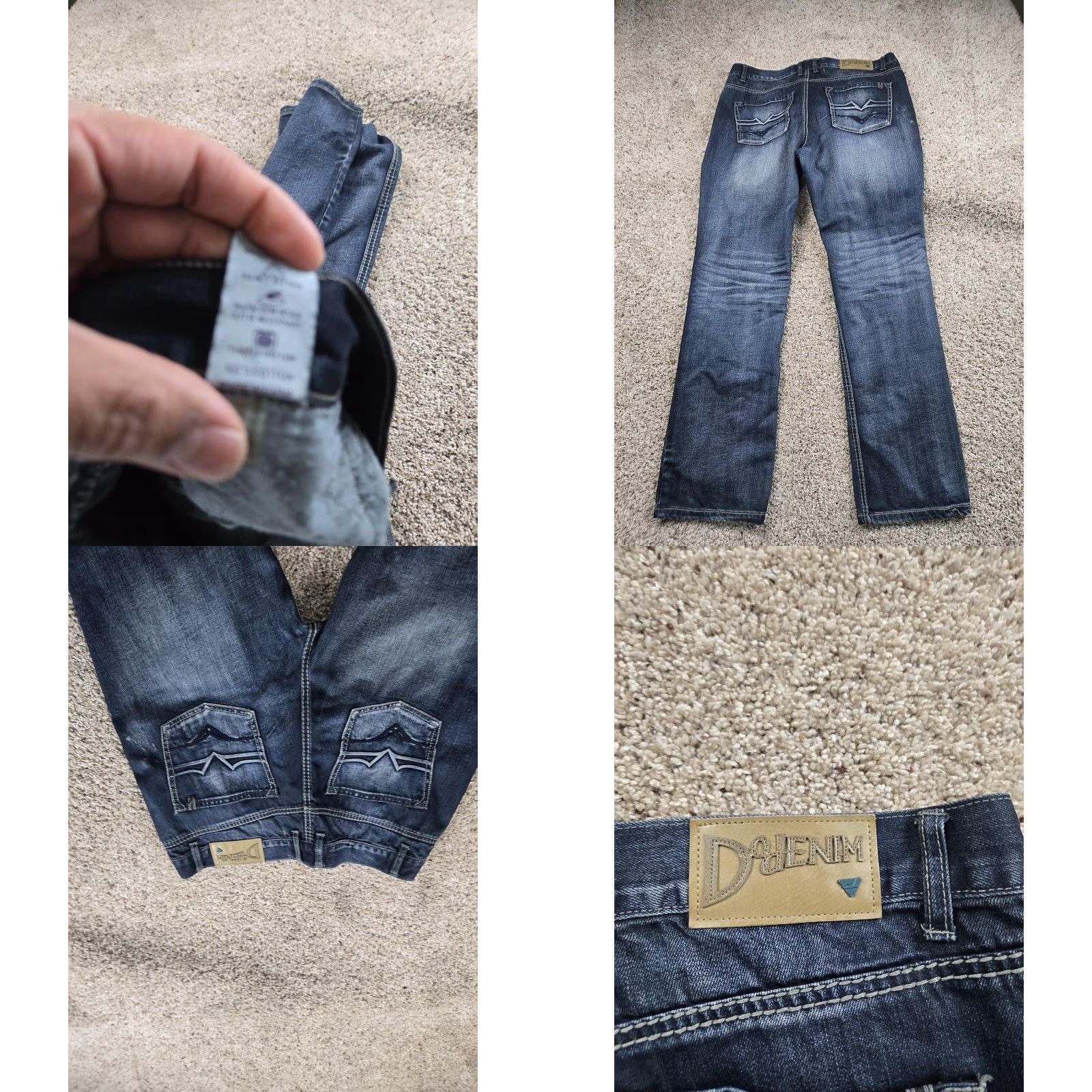 Denime DoDenim Alex Jeans Slim Straight Leg 34x32 Mens Denim Distressed 5-Pocket Design Jeans Size US 34 / EU 50 - 8 Thumbnail