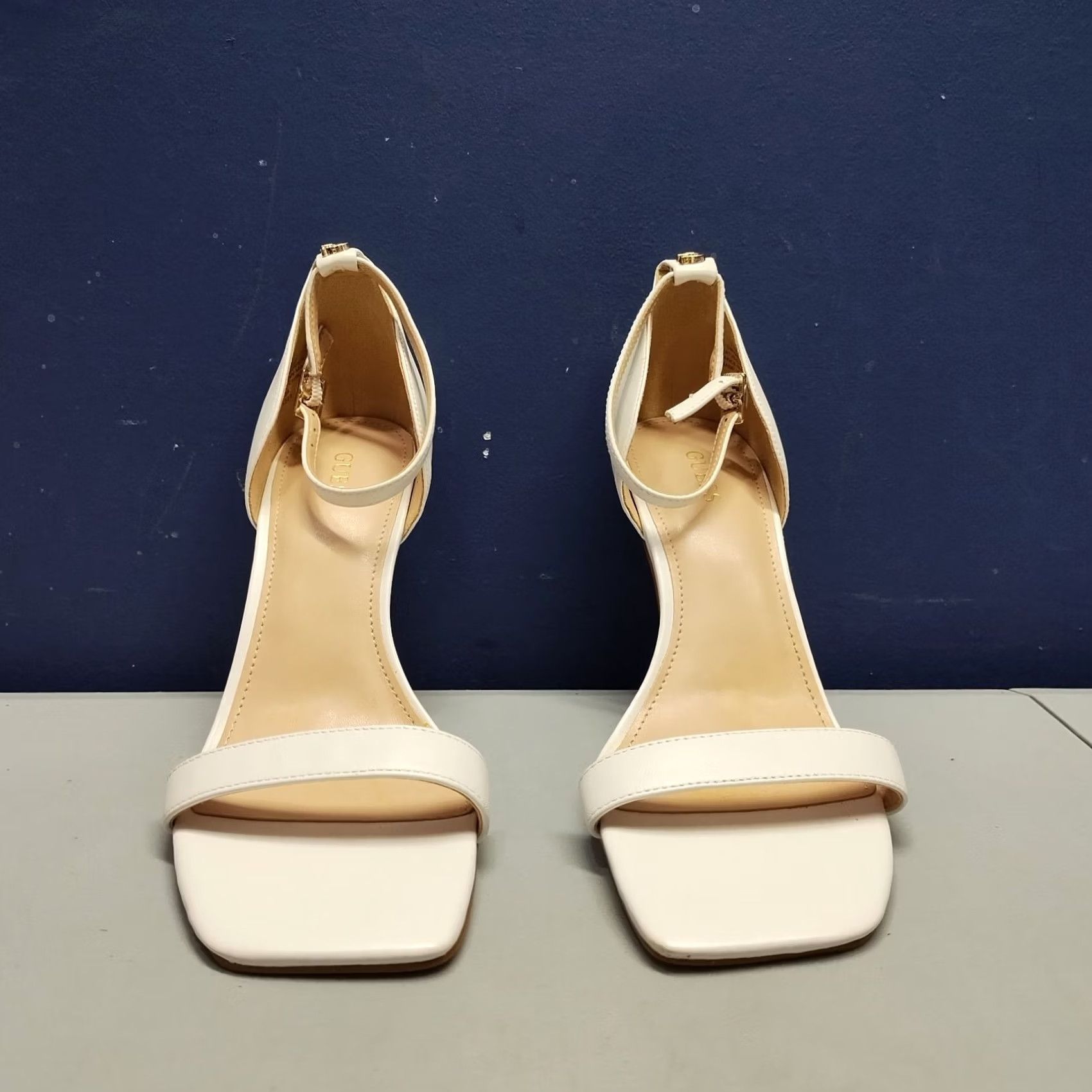 Guess GUESS Pump Womens White Gwyael Kitten Heels Size Leather Ankle Strap Open Toe Size US 8 / IT 38 - 2 Thumbnail