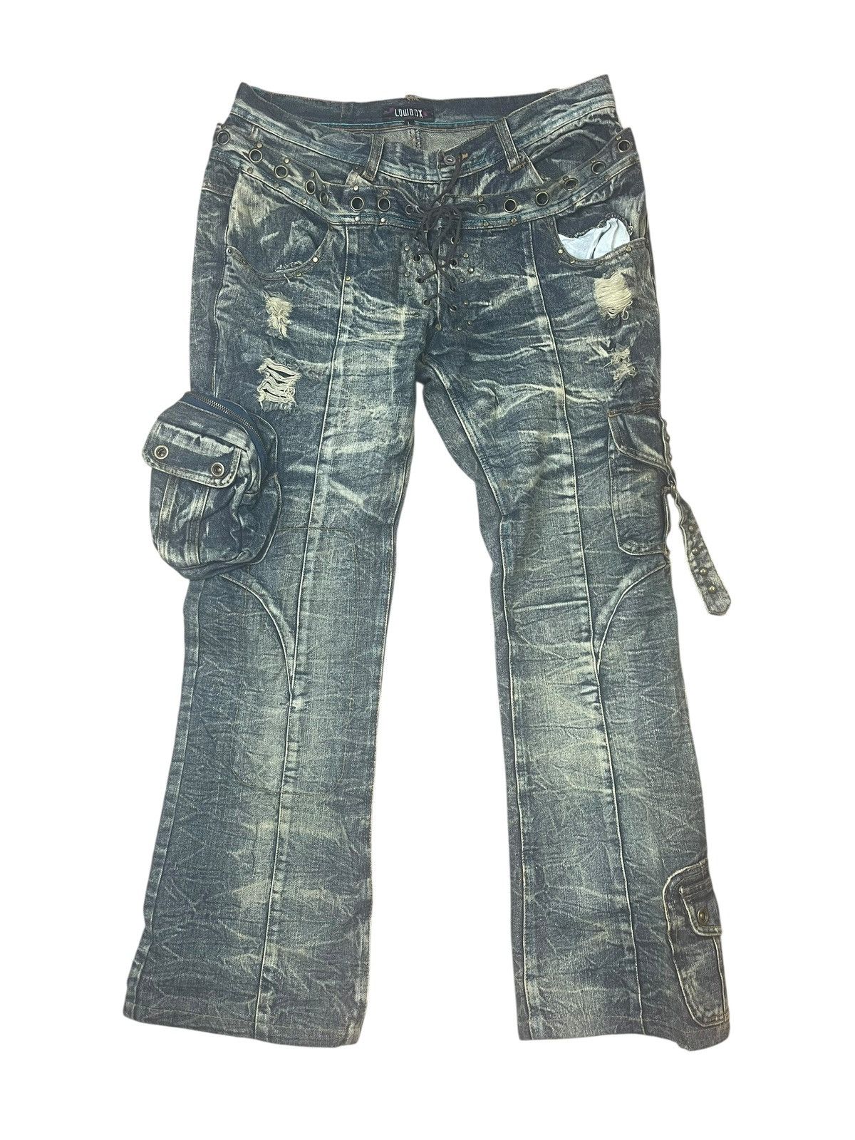 【LOWBOX】 Damage Design Denim LOWBOX Nice Design‼️“LOWBOX” Ripped Distressed Denim Pants