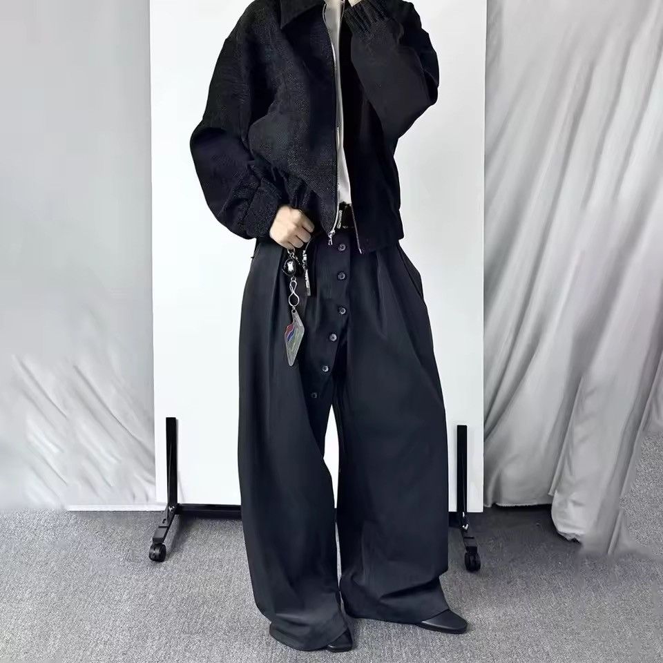 Other Casual Streetwear Loose Button Pleated Office Work Pants Size US 30 / EU 46 - 2 Thumbnail
