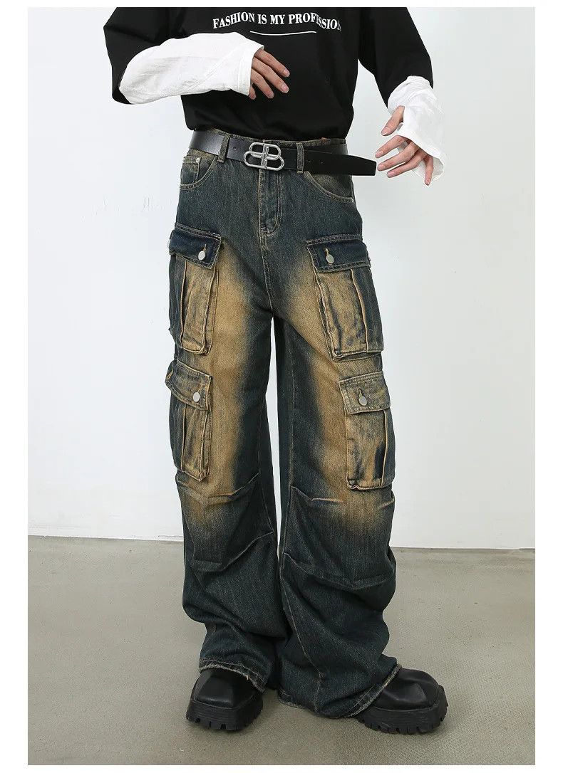 Jean × Vintage Cargo Style Baggy Jeans Multi-Pocket Size US 30 / EU 46 - 7 Thumbnail