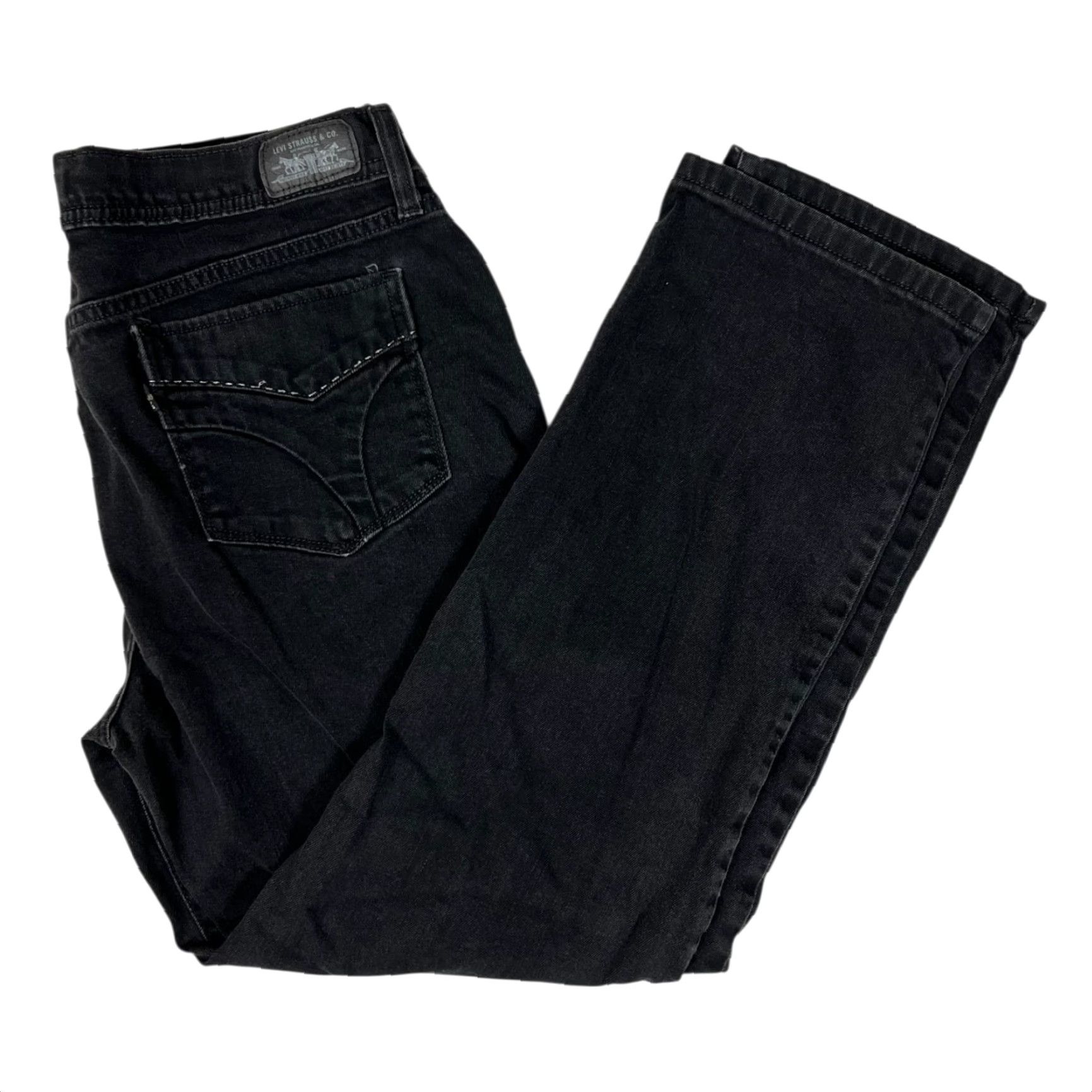Levi's VINTAGE Levi’s 505 Straight Leg Stretch Women’s Black Jeans 12 S/C Y2K Size 34" / US 12 / IT 48 - 2 Thumbnail