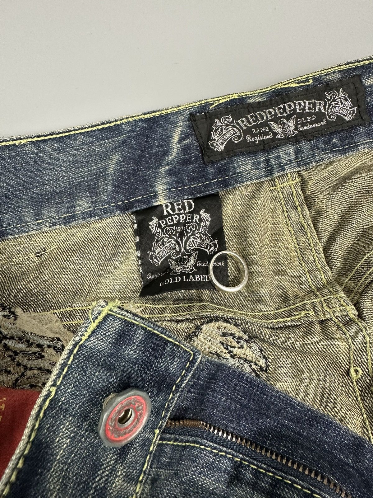 If Six Was Nine 🔥Rare🔥Red Pepper Embroidered Whiskered Flare Denim Size US 36 / EU 52 - 12 Thumbnail