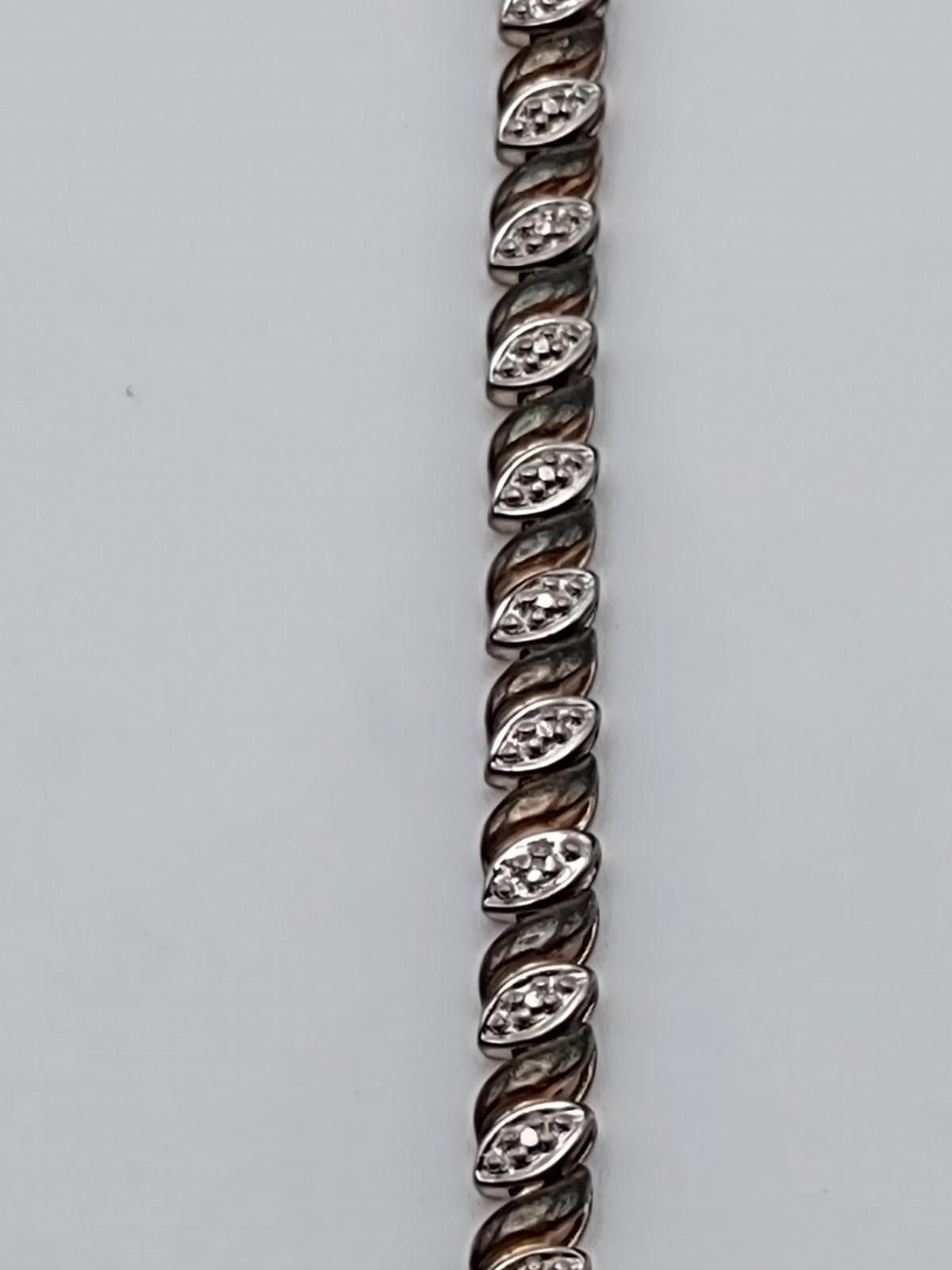 The Unbranded Brand Sterling Silver 925 CZ Link Bracelet Gold Tone 12.3g Size ONE SIZE - 1 Thumbnail