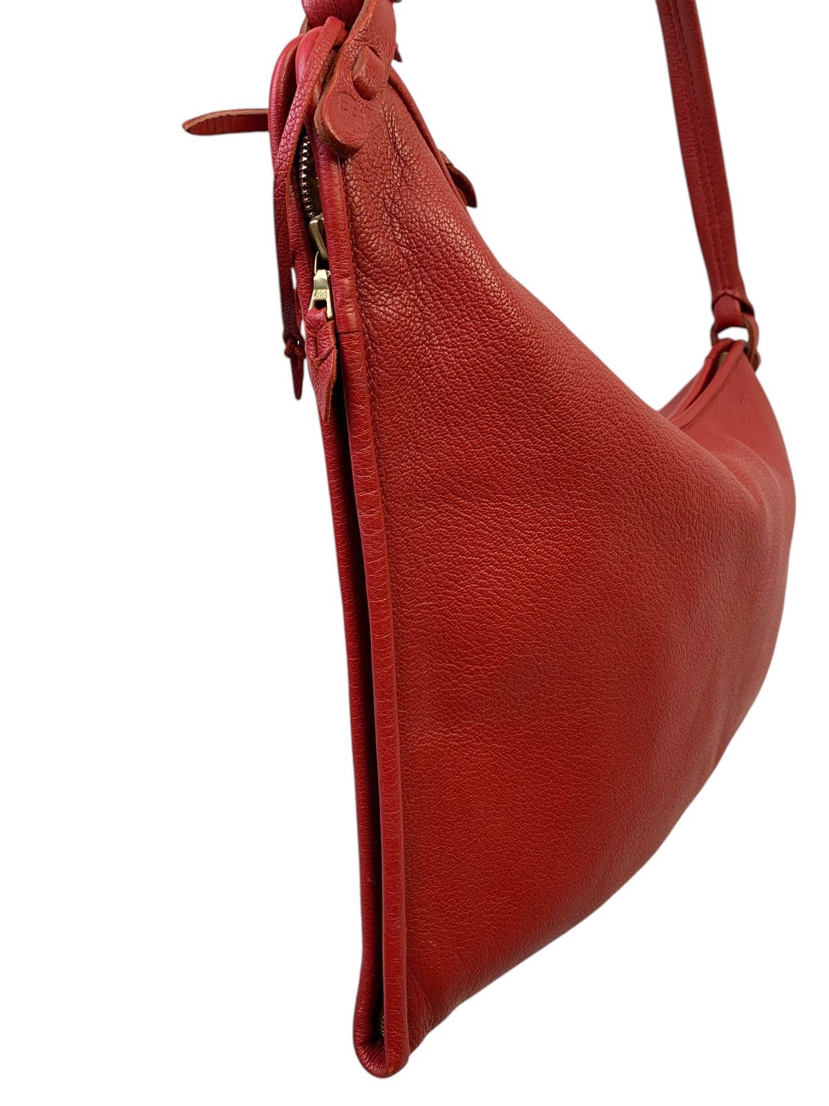 Japanese Brand Maat France Asymetrical Red Leather Shoulder Bag Size ONE SIZE - 7 Thumbnail