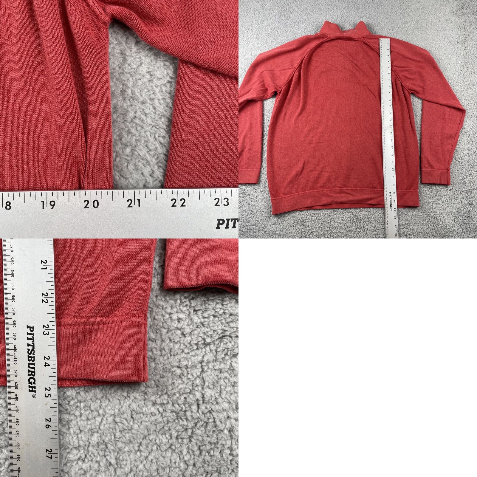 Vintage Scott Barber Long Sleeve 1/4 Zip Sweater Cotton Red Made In Italy Sz Large Mens Knit Pullover Size US L / EU 52-54 / 3 - 9 Thumbnail