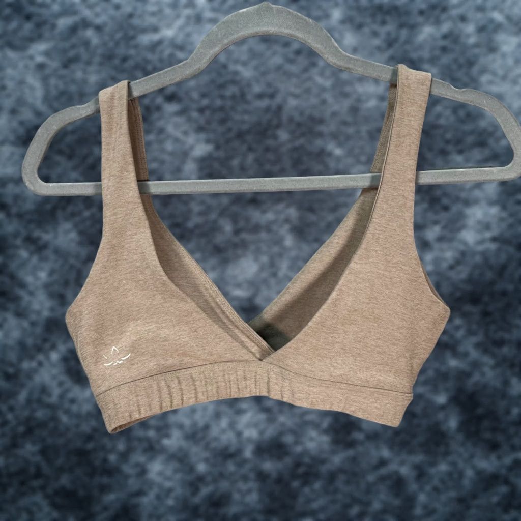 Beyond Yoga Beyond Yoga Womens Size Small Tan V-Neck Stretch Bralette Made In USA Sports Bra Size ONE SIZE - 1 Thumbnail