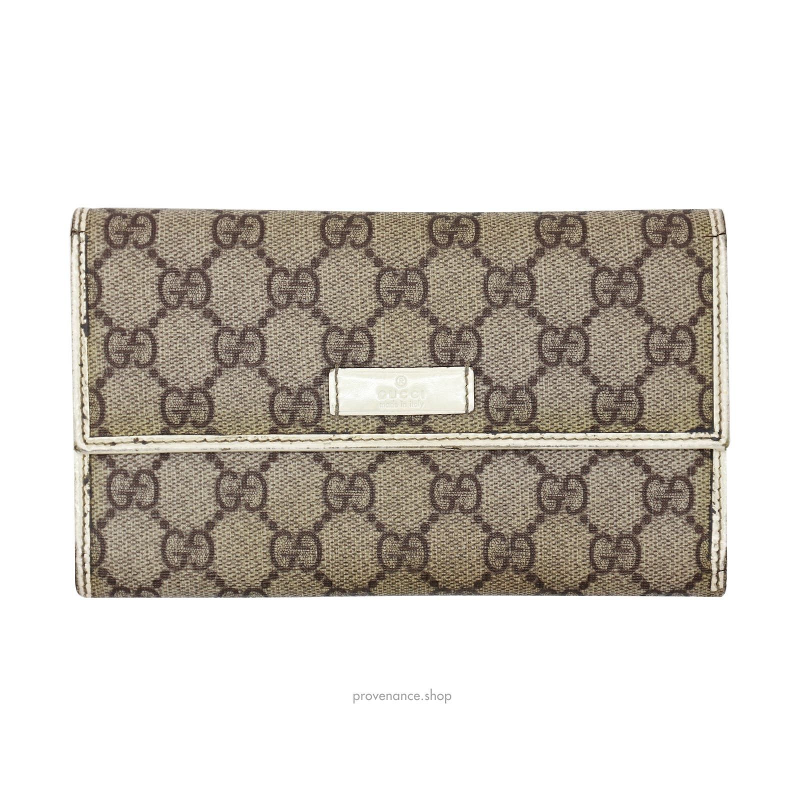 image of Gucci Long Wallet - GG Supreme Brown/white, Men's