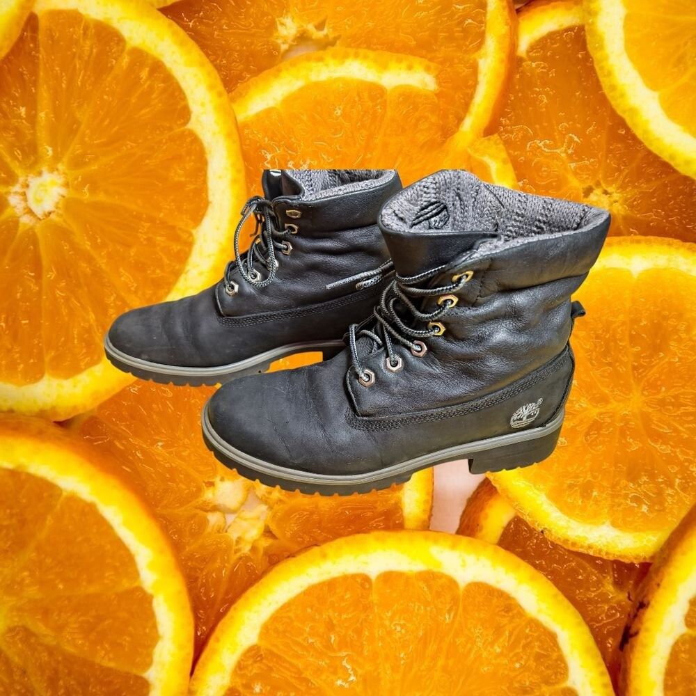 Timberland Timberland Roll Top Boots Leather Ankle Lace Up Casual Black Size US 7.5 / IT 37.5 - 1 Thumbnail