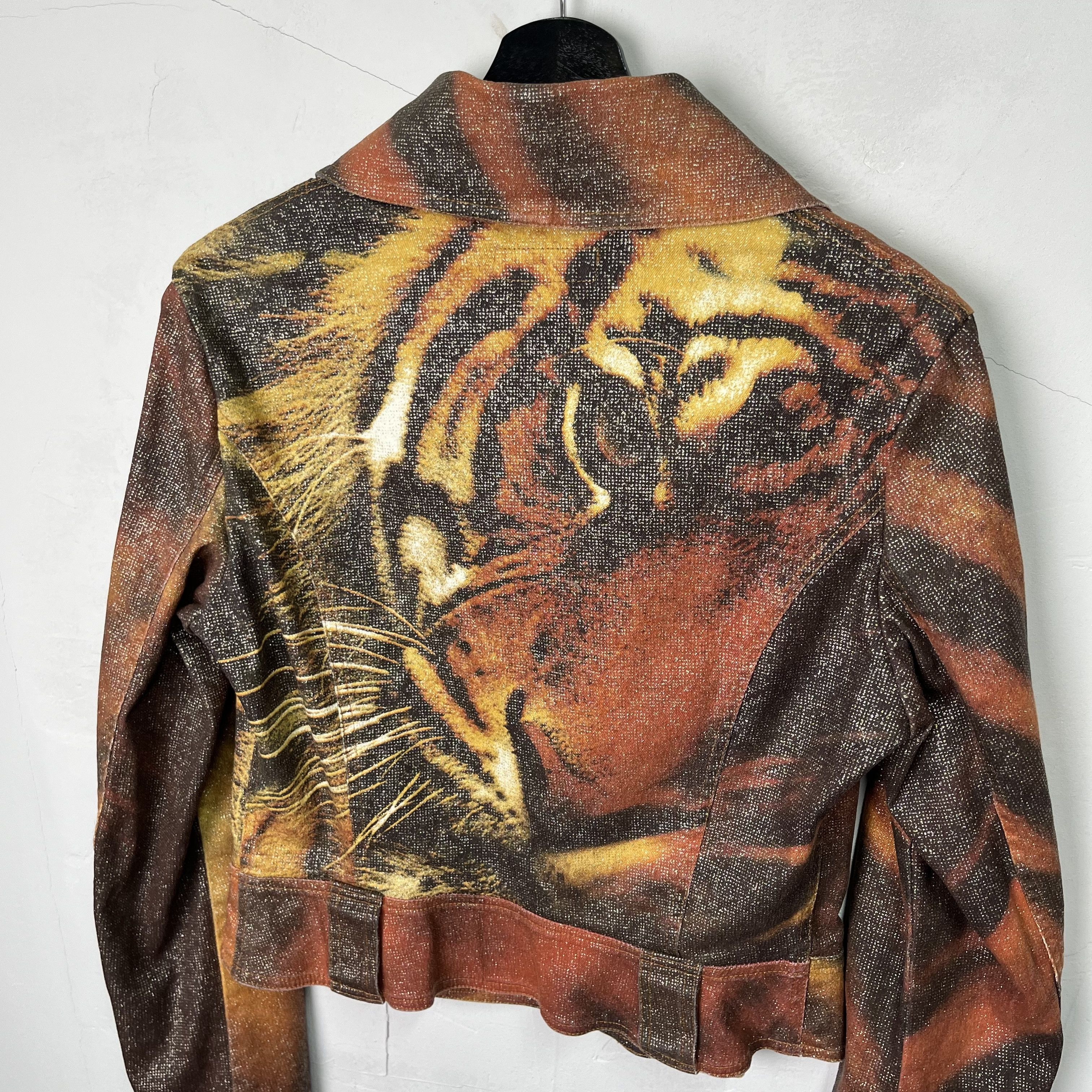 Roberto Cavalli Roberto Cavalli FW00 Glitter Tiger Zip Jacket Size L / US 10 / IT 46 - 3 Thumbnail