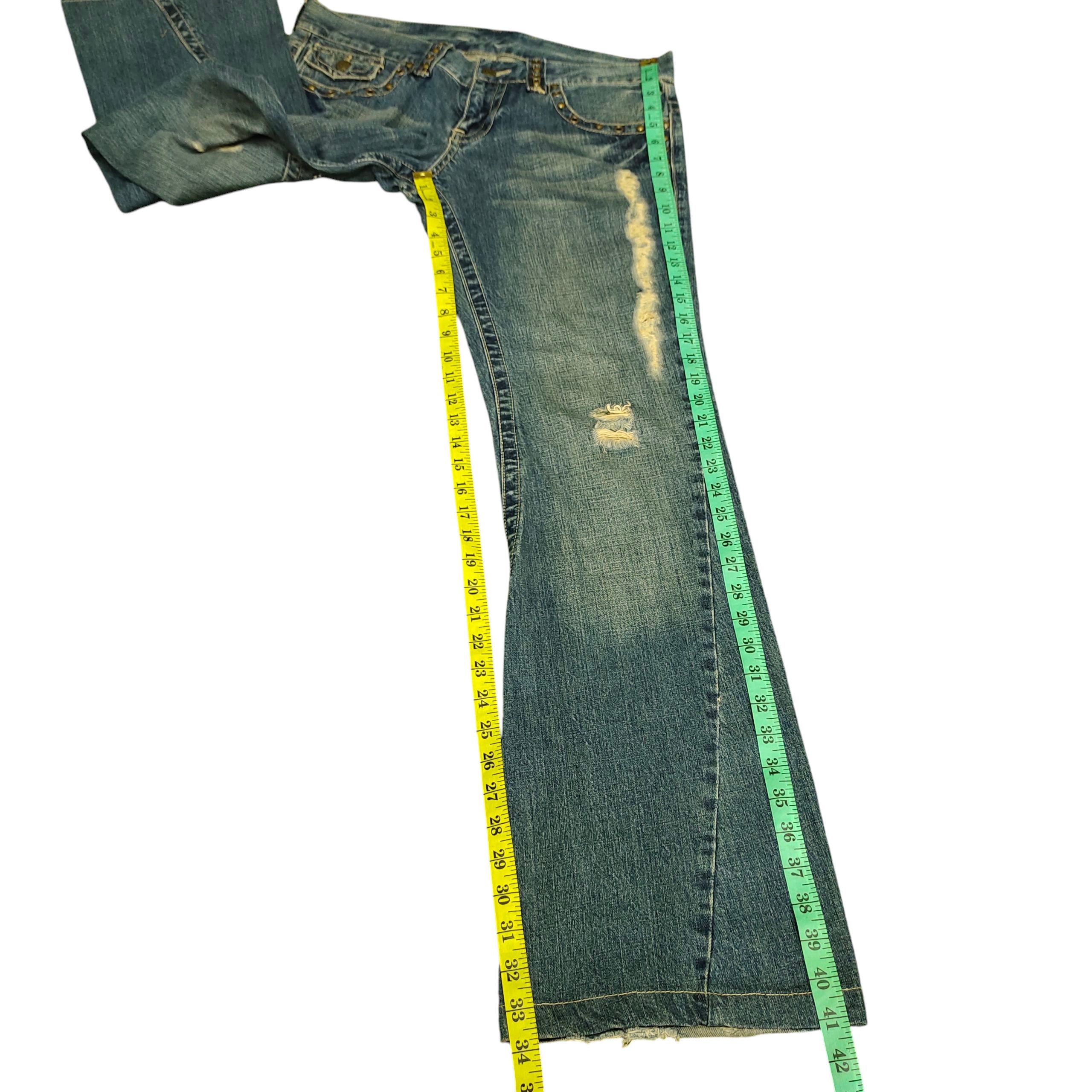 Tornado Mart Flare Jeans Tornado Mart Studded Embroider Distress Bootcut Size US 33 - 18 Thumbnail