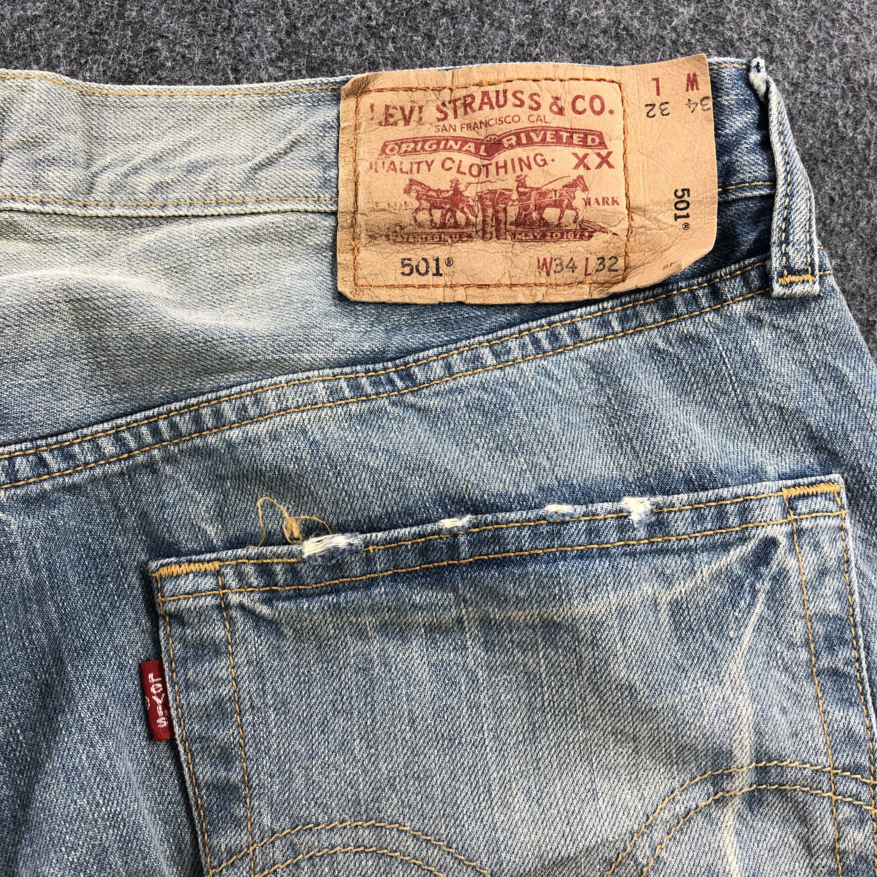 Levi's Vintage Levis 501 Jeans Stone Washed Distressed Denim KJ399 Size US 34 / EU 50 - 5 Thumbnail