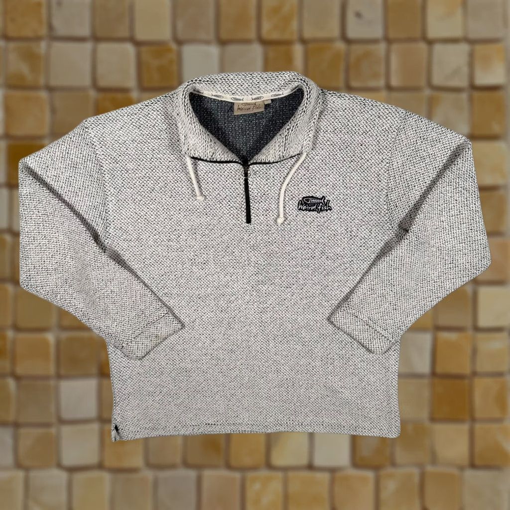 Vintage Weird Fish Embroidered Mini Logo Grey Macaroni Knit 1/4 Zip Sweatshirt Large Size US L / EU 52-54 / 3 - 1 Thumbnail