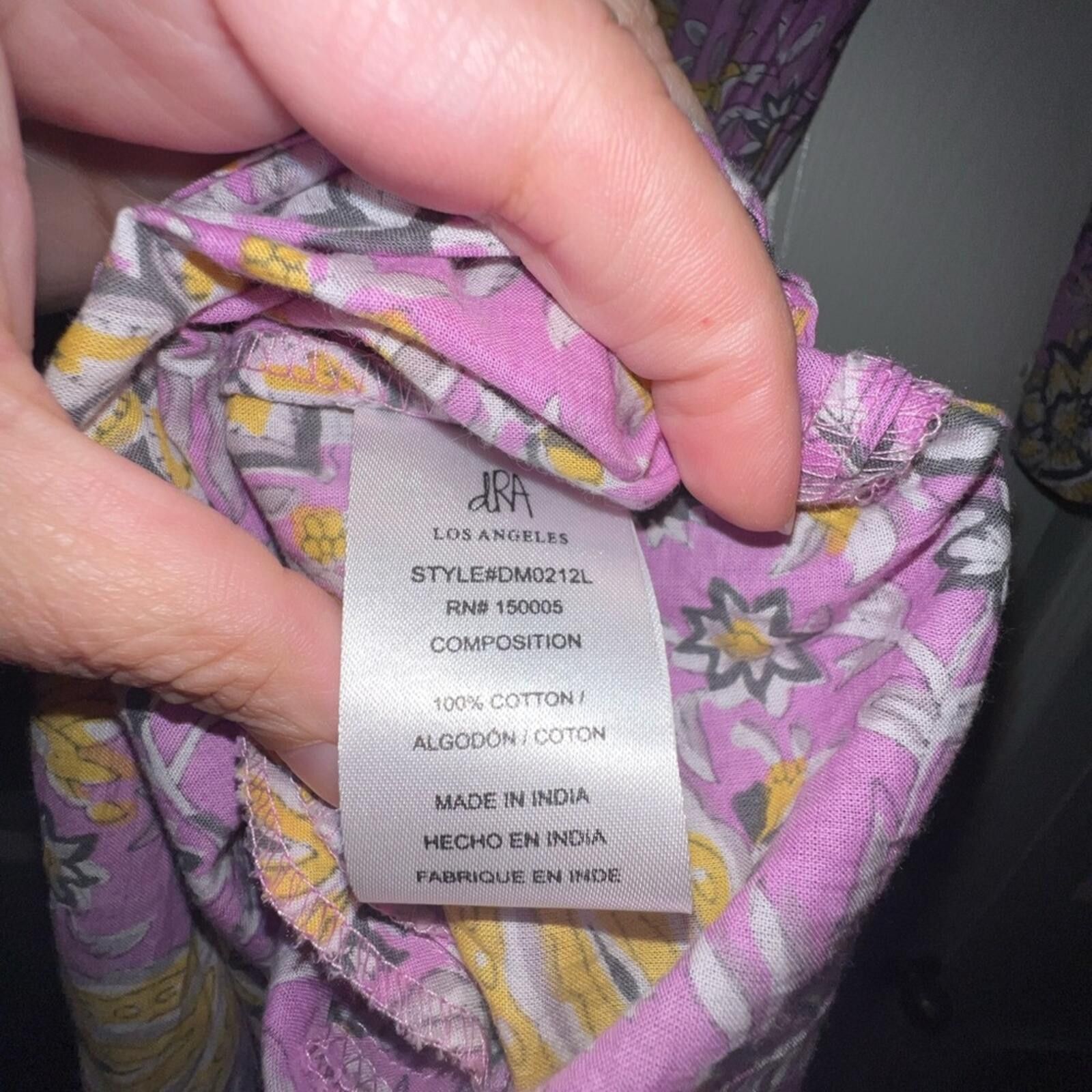 Drake DRA Cotton Anthropologie Floral Purple Women's‎ Dress medium Size M / US 6-8 / IT 42-44 - 3 Thumbnail