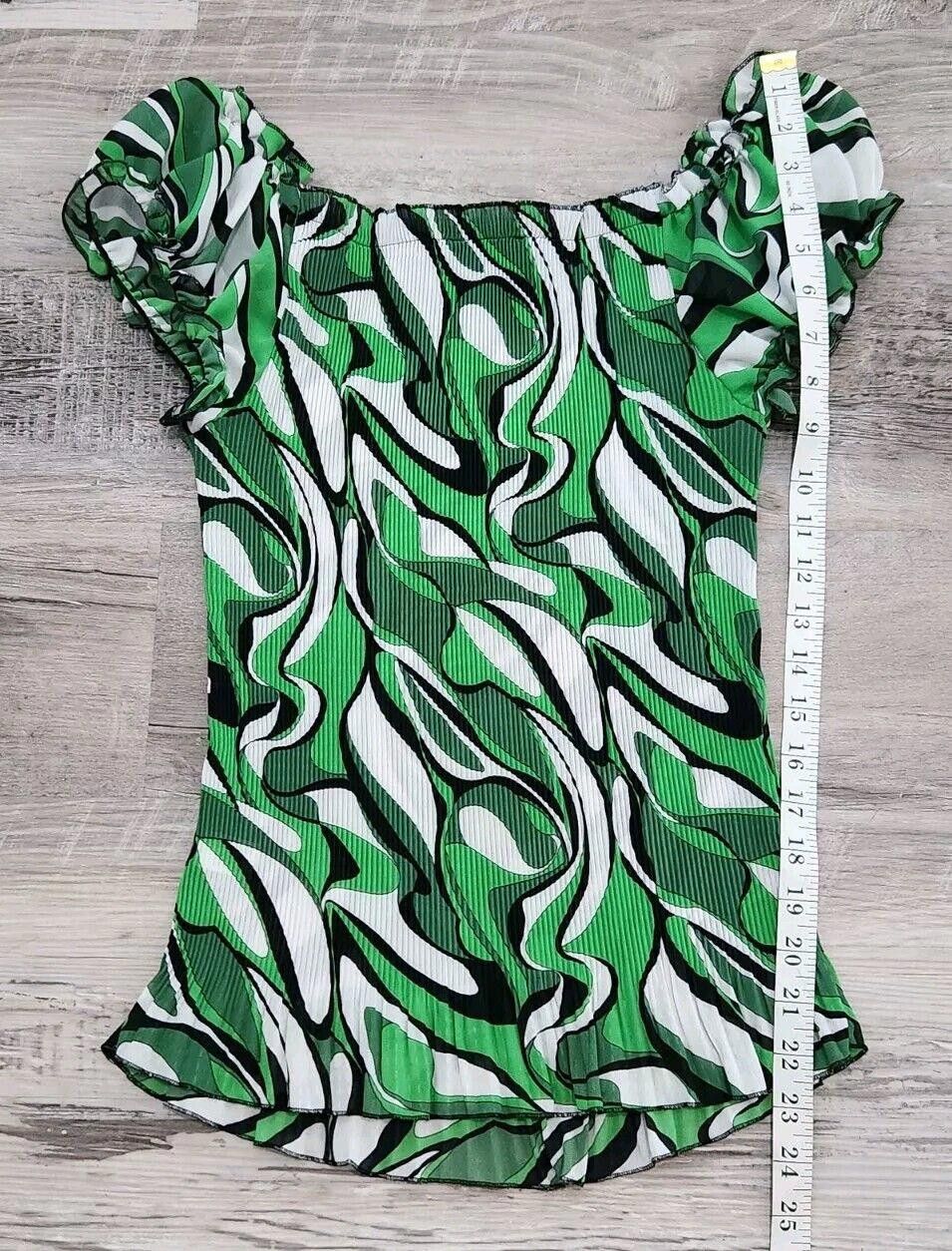 Designer Belissimo Top Small Vintage Y2k Green See Through Scrunched Size S / US 4 / IT 40 - 5 Thumbnail
